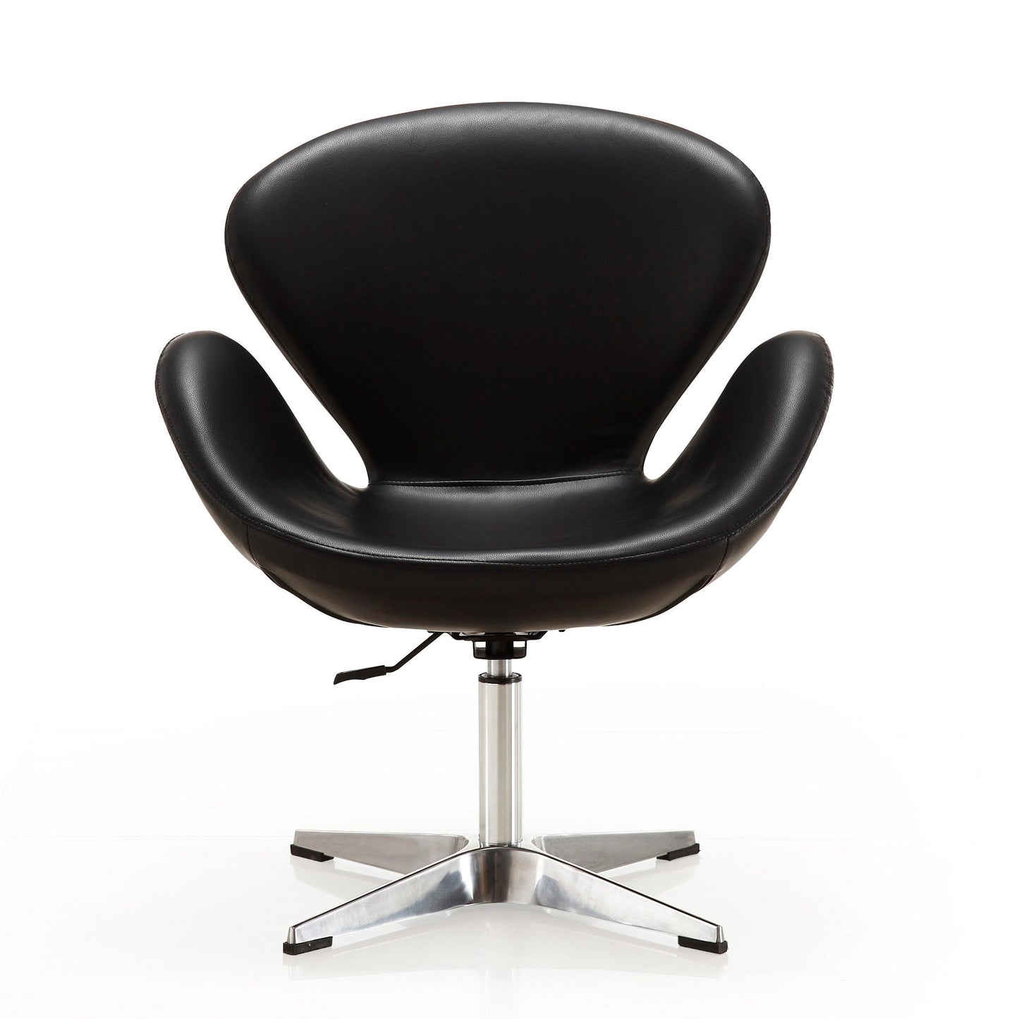 Raspberry Faux Leather Adjustable Swivel Chair in Black and Polished Chrome (set of 2) - Ornate Home