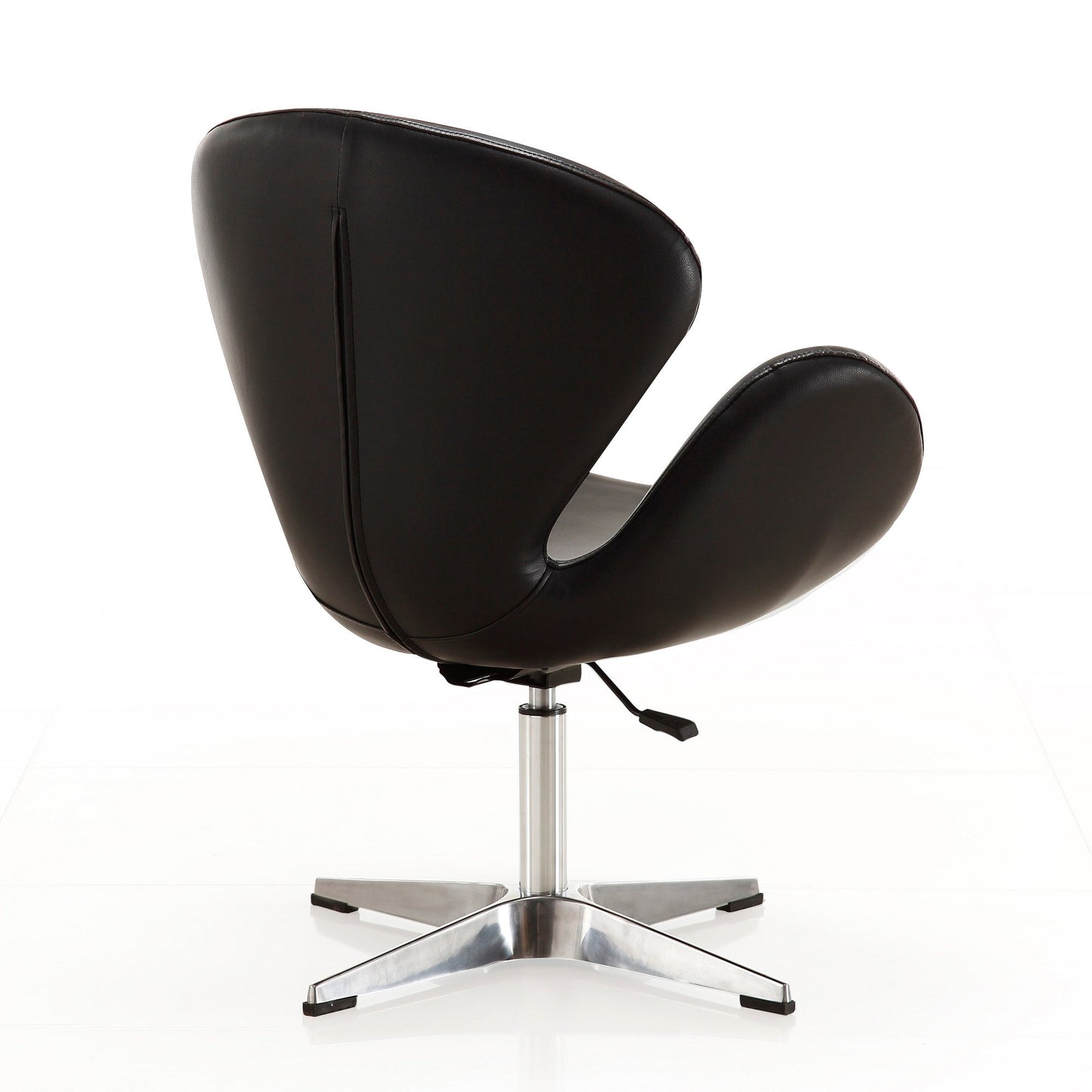 Raspberry Faux Leather Adjustable Swivel Chair in Black and Polished Chrome (set of 2) - Ornate Home
