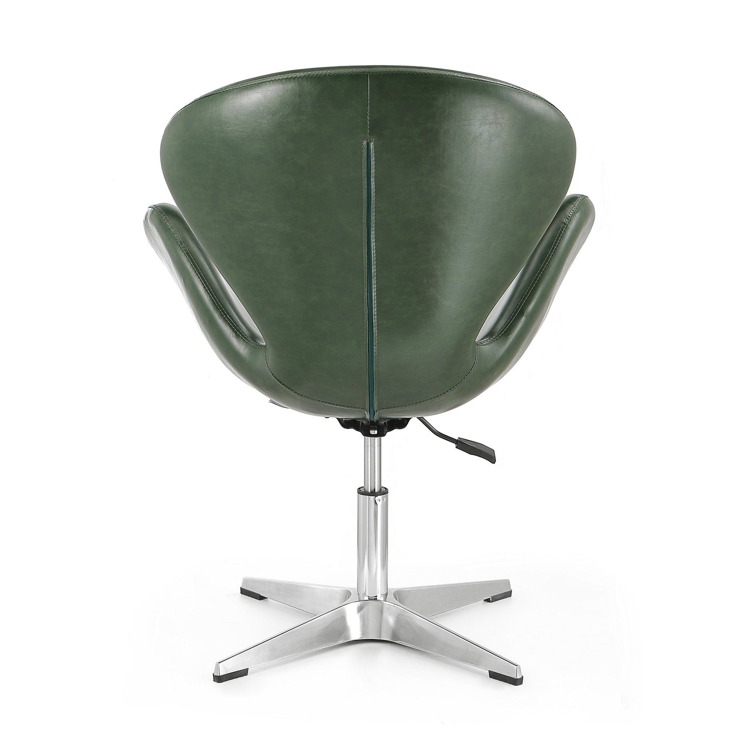Raspberry Faux Leather Adjustable Swivel Chair in Forest Green and Polished Chrome - Ornate Home