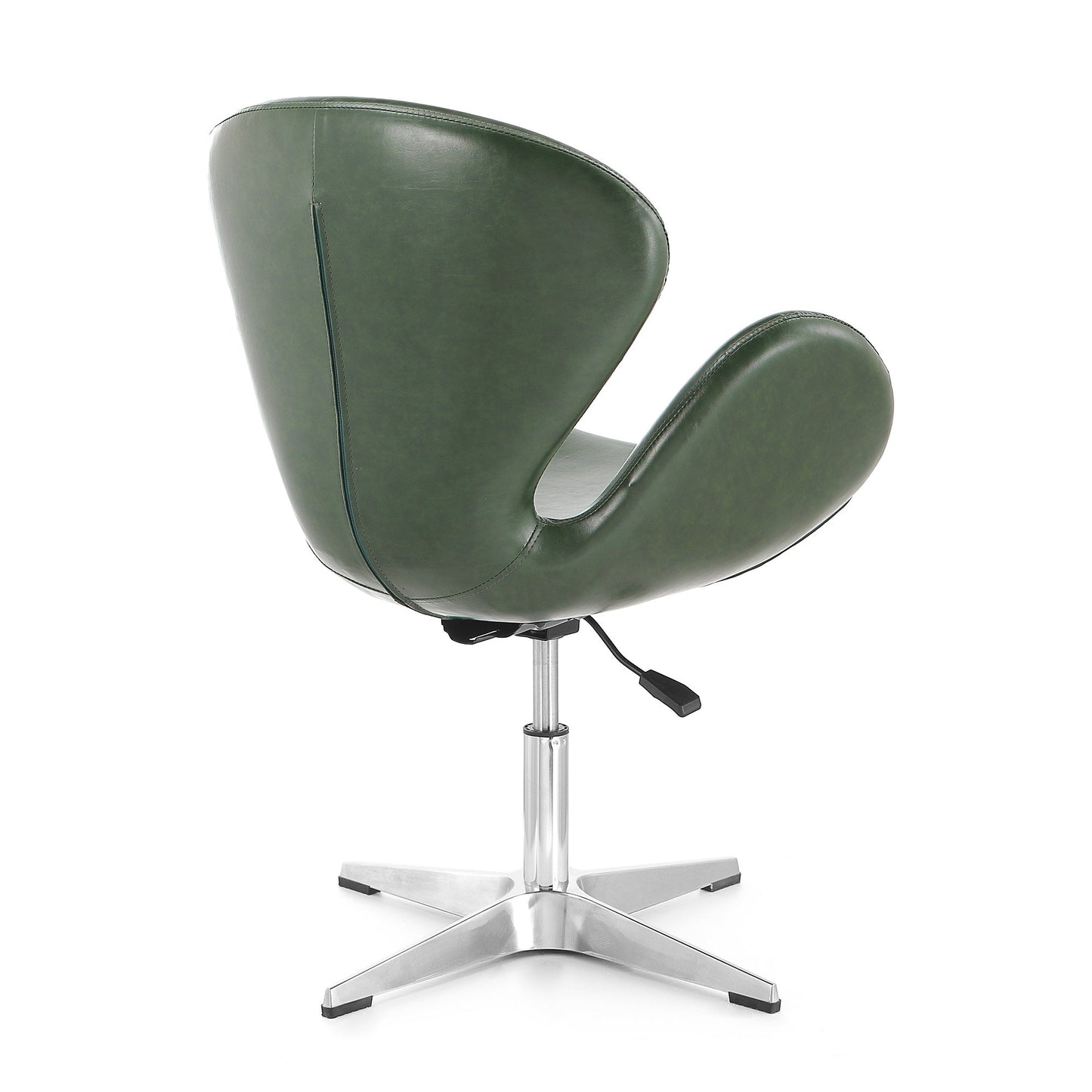 Raspberry Faux Leather Adjustable Swivel Chair in Forest Green and Polished Chrome (set of 2) - Ornate Home