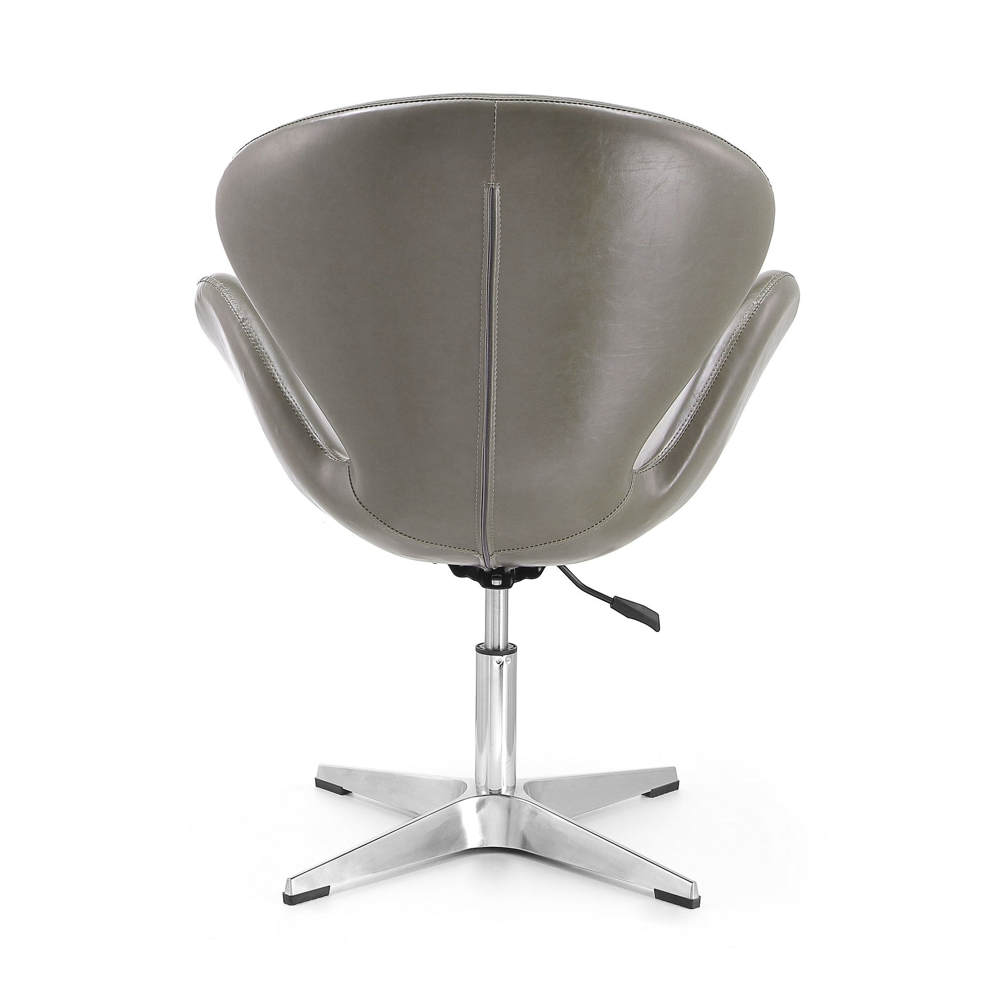 Raspberry Faux Leather Adjustable Swivel Chair in Pebble and Polished Chrome - Ornate Home