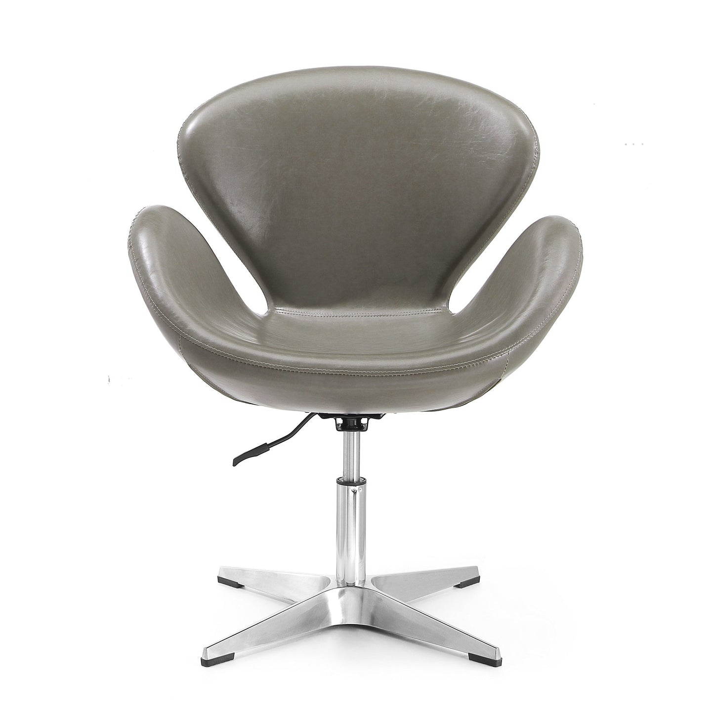 Raspberry Faux Leather Adjustable Swivel Chair in Pebble and Polished Chrome (set of 2) - Ornate Home