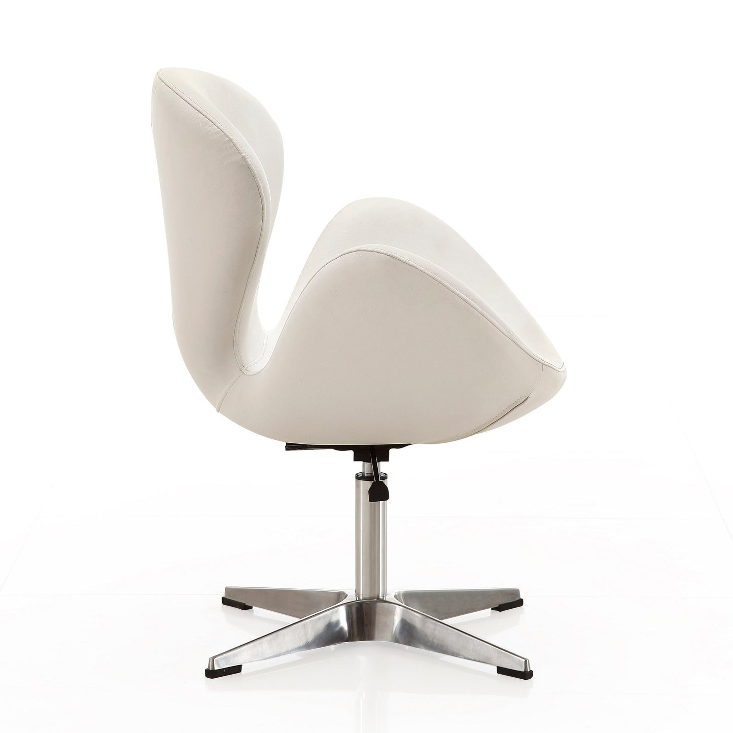 Raspberry Faux Leather Adjustable Swivel Chair in White and Polished Chrome (set of 2) - Ornate Home