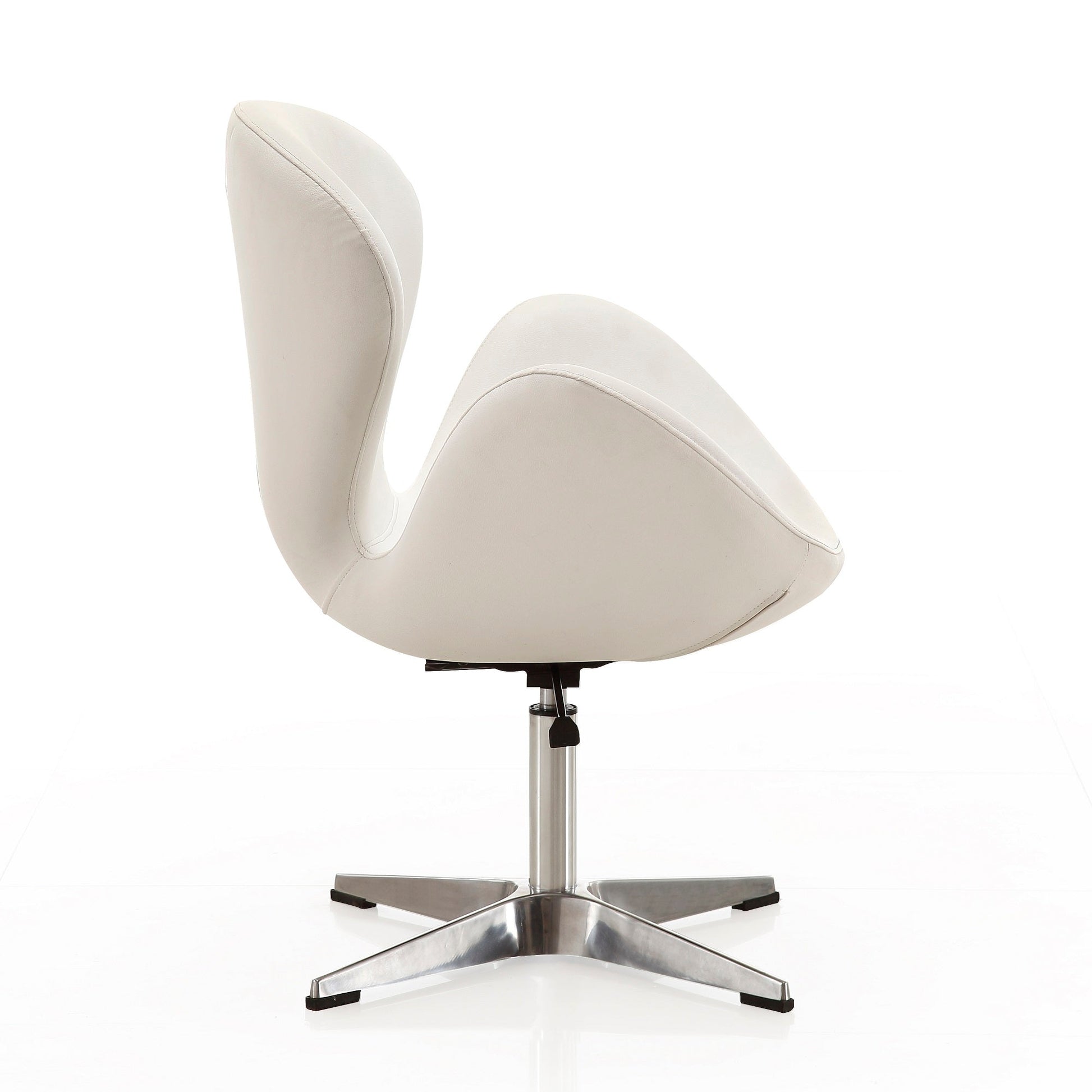 Raspberry Faux Leather Adjustable Swivel Chair in White and Polished Chrome (set of 2) - Ornate Home