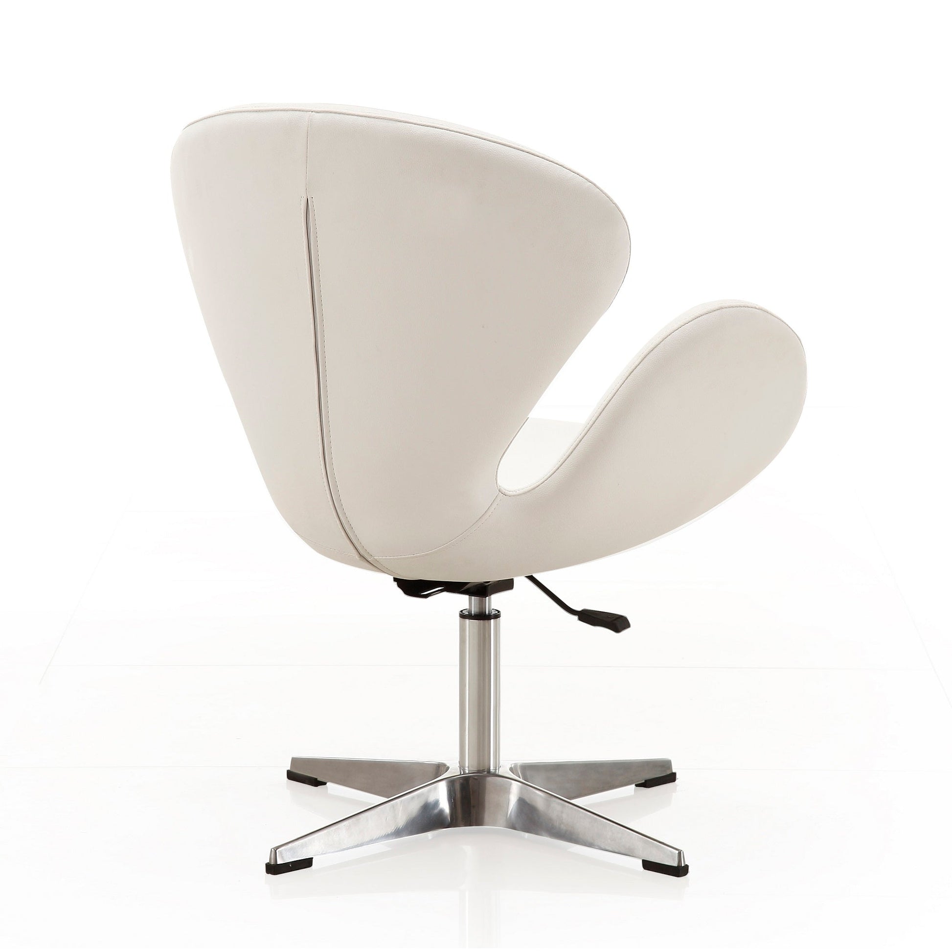 Raspberry Faux Leather Adjustable Swivel Chair in White and Polished Chrome (set of 2) - Ornate Home