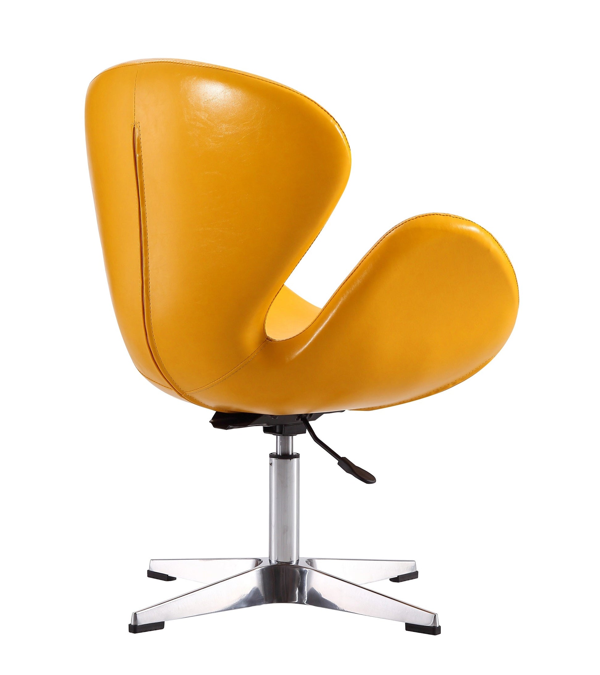 Raspberry Faux Leather Adjustable Swivel Chair in Yellow and Polished Chrome (set of 2) - Ornate Home