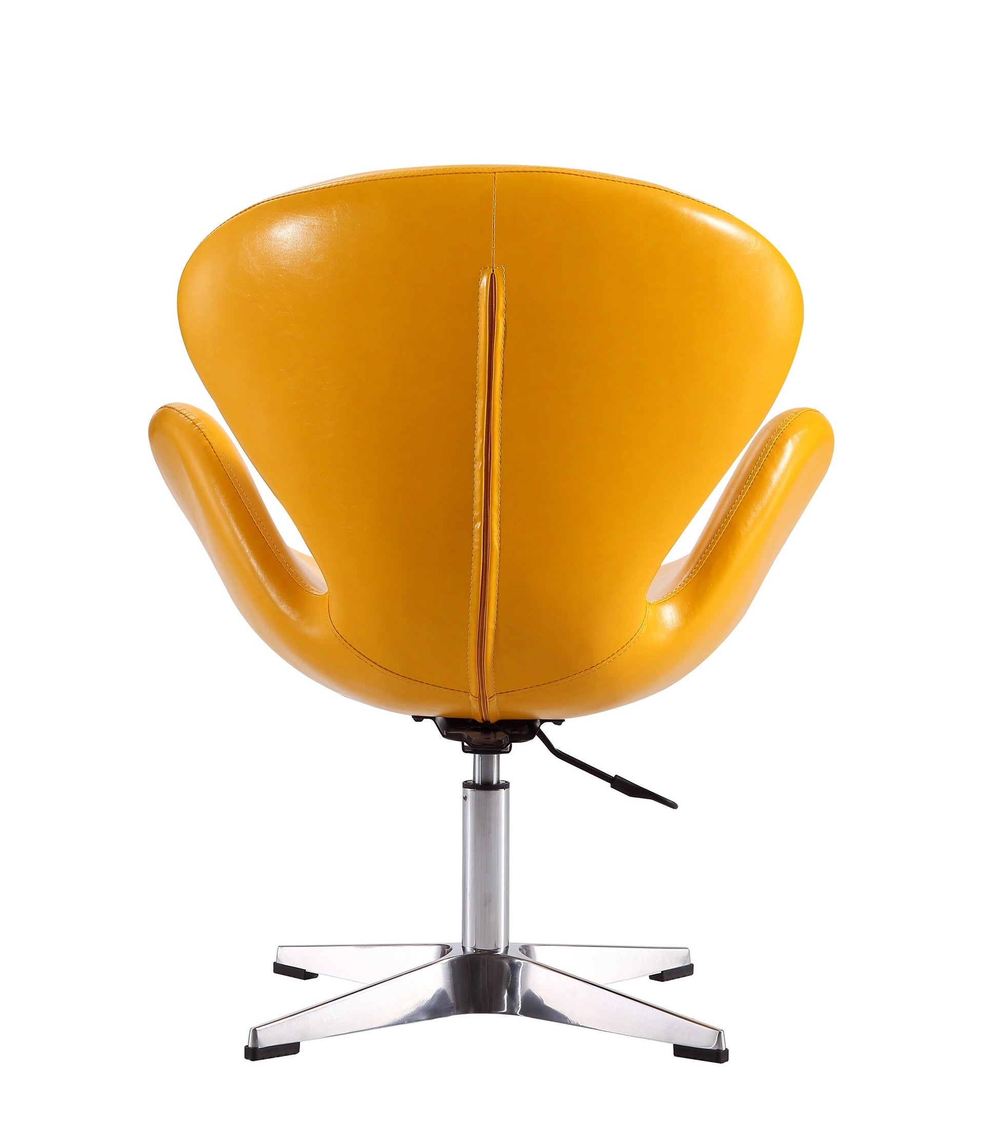 Raspberry Faux Leather Adjustable Swivel Chair in Yellow and Polished Chrome (set of 2) - Ornate Home