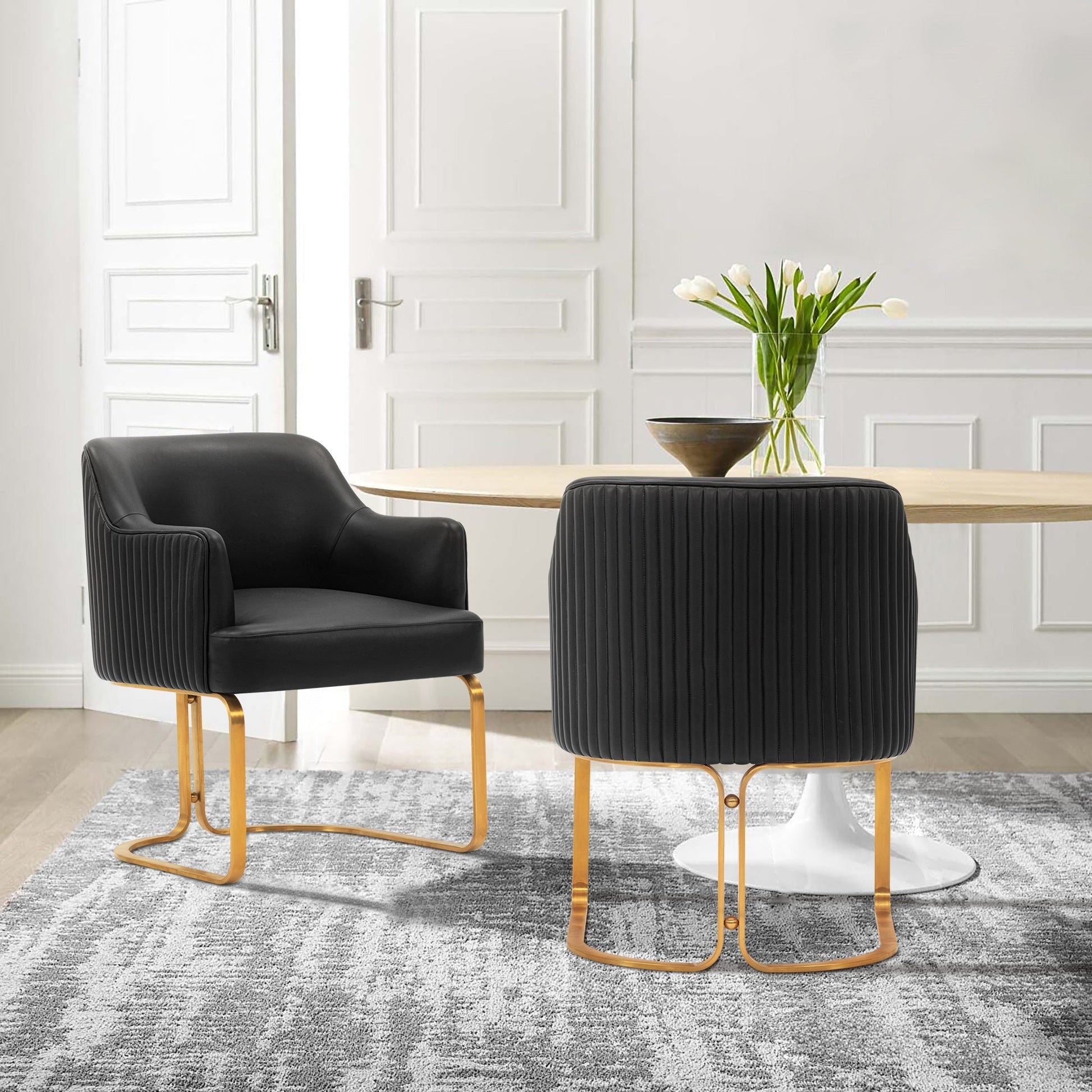 Raya Dining Armchair in Black (set of 2) - Ornate Home