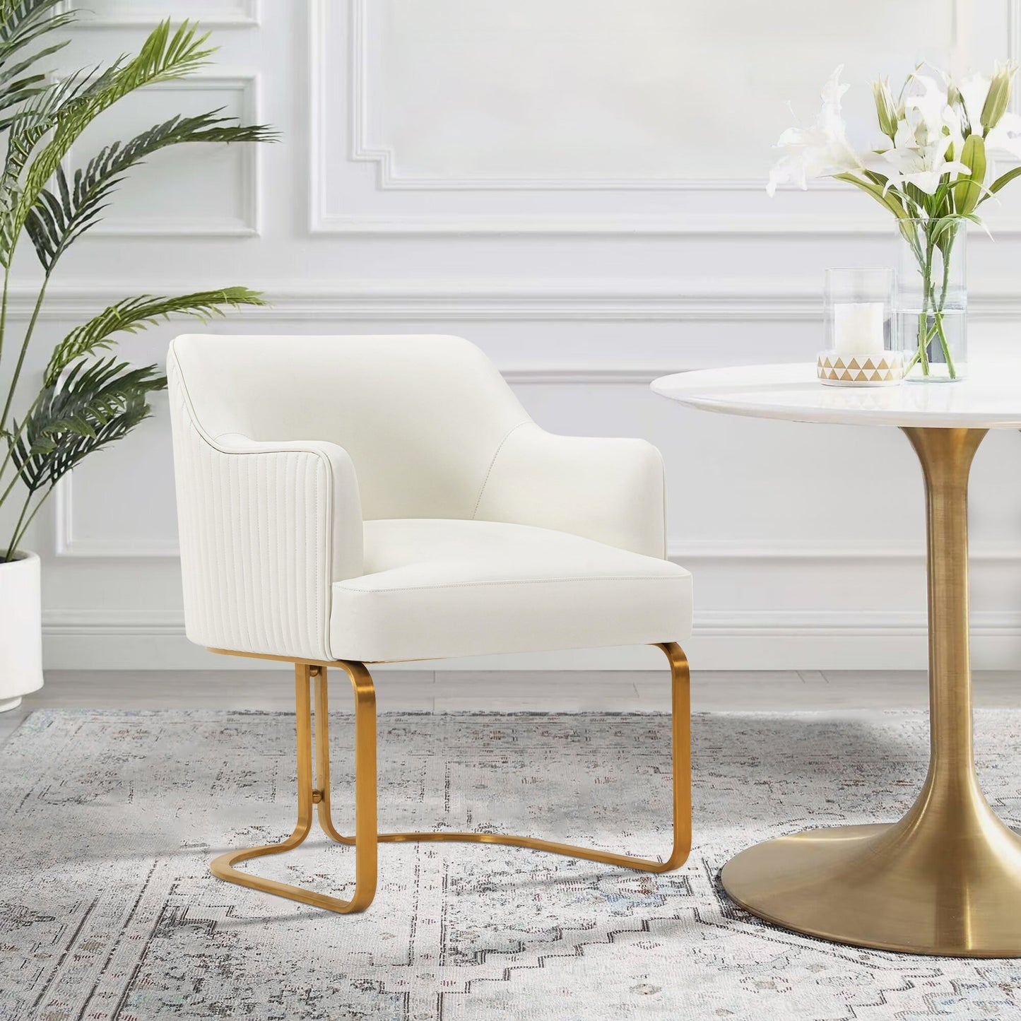 Raya Dining Armchair in Cream - Ornate Home