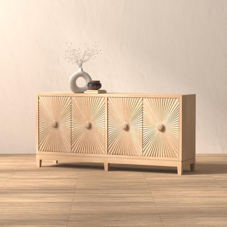 Rayon Tan Four Door Sideboard - Ornate Home