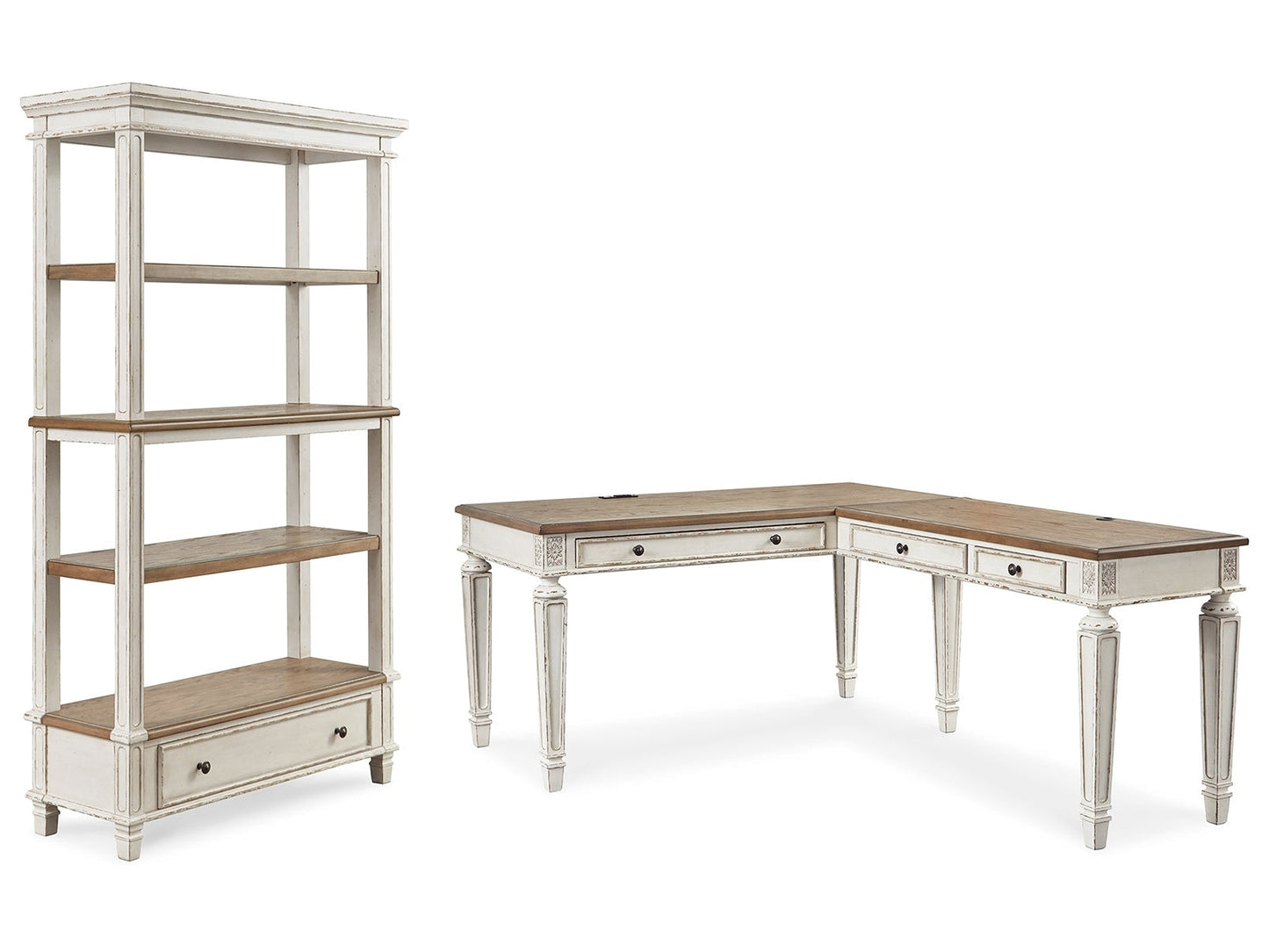 Realyn Two-tone Home Office Desk & Bookcase- Viva Furn