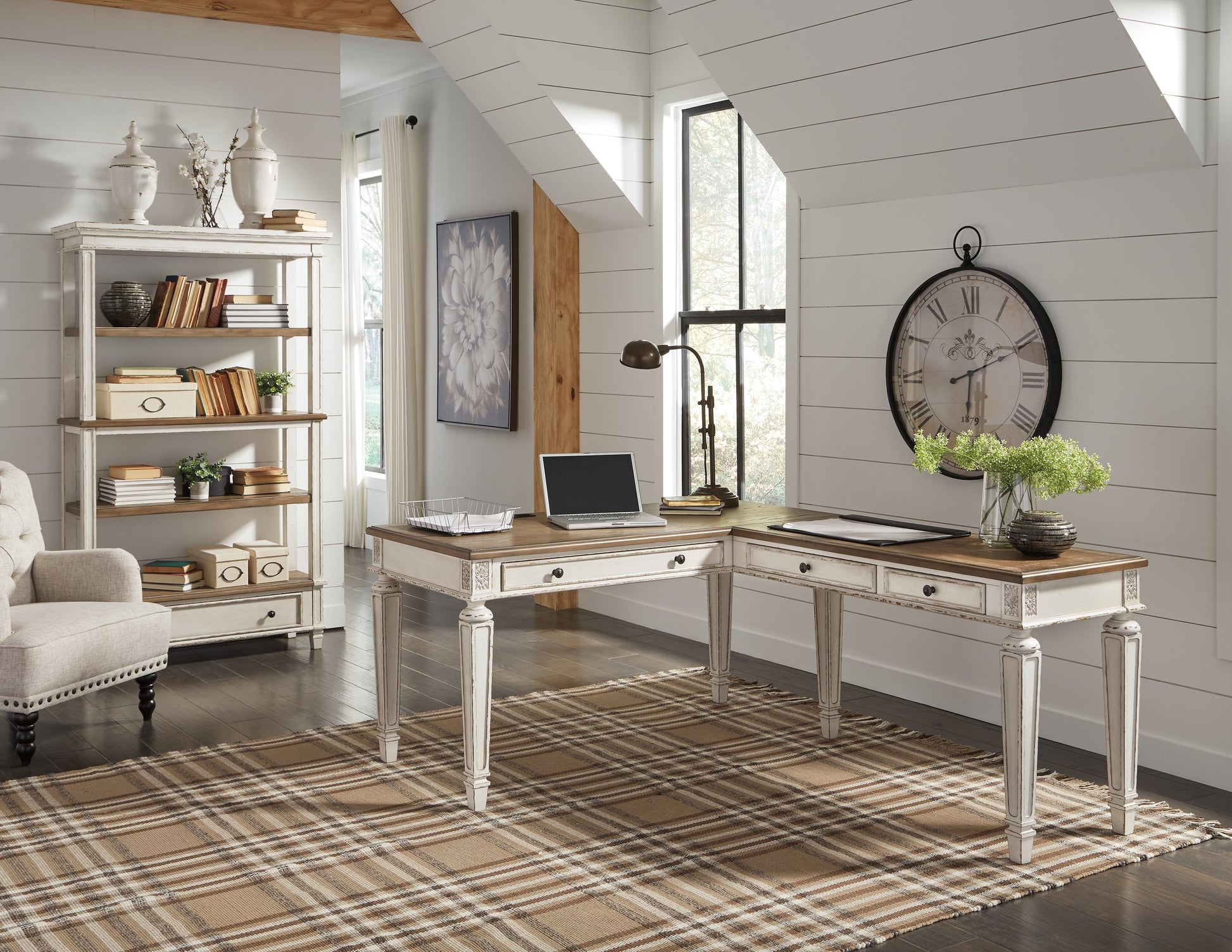 Realyn Two-tone Home Office Desk & Bookcase- Viva Furn