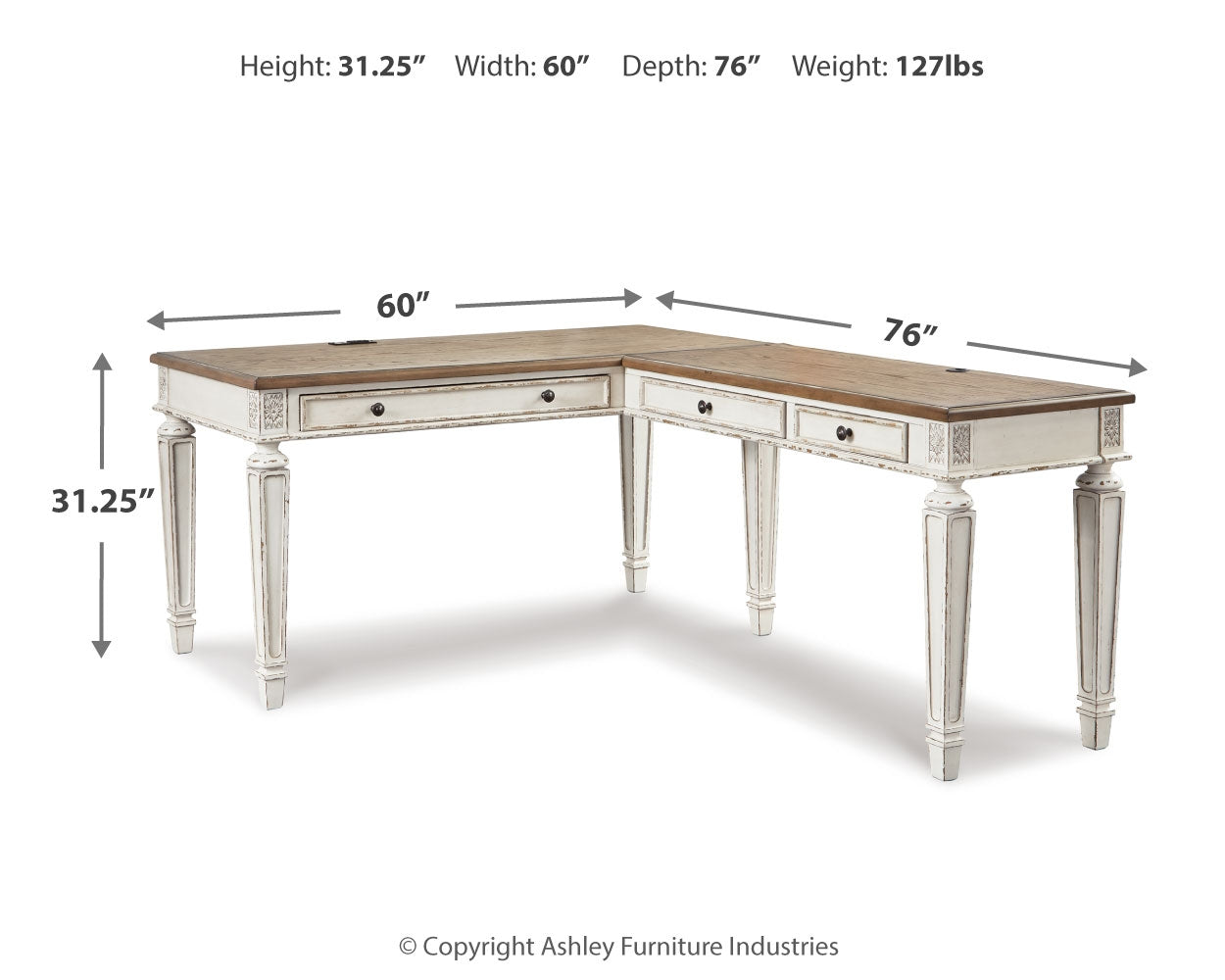 Realyn Two-tone Home Office Desk & Bookcase- Viva Furn