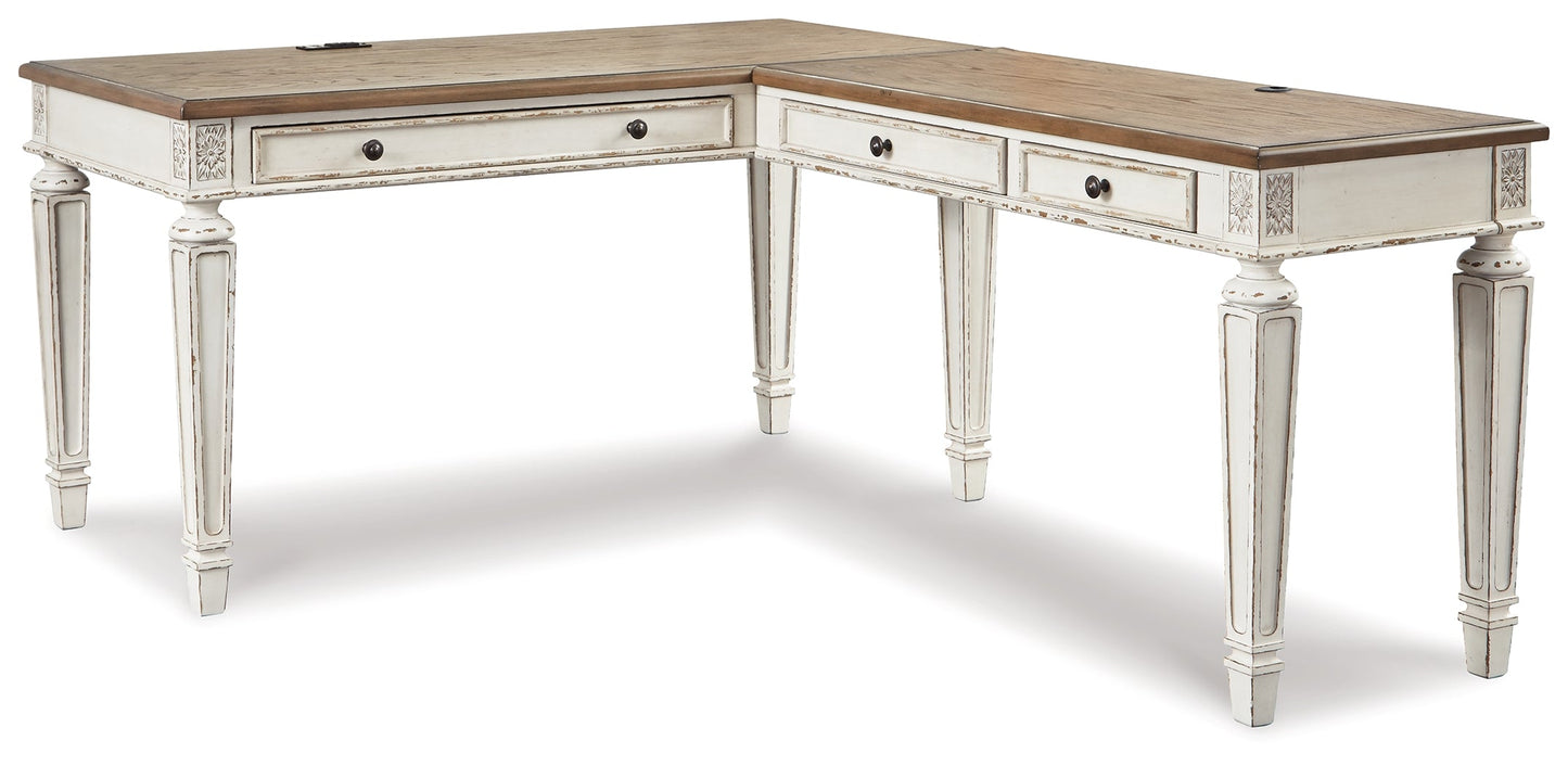 Realyn Two-tone Lift-top Desk, L-shaped Desk and 4 Bookcases- Viva Furn