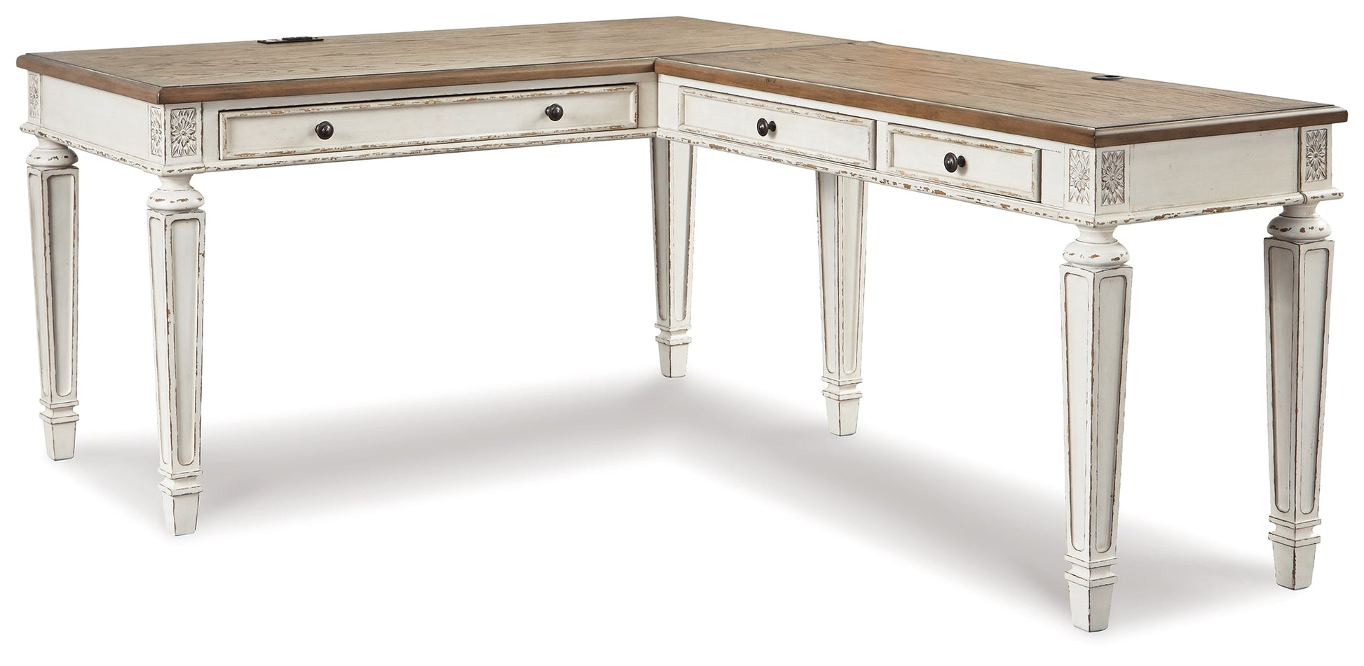 Realyn Two-tone Lift-top Desk, L-shaped Desk and 4 Bookcases- Viva Furn