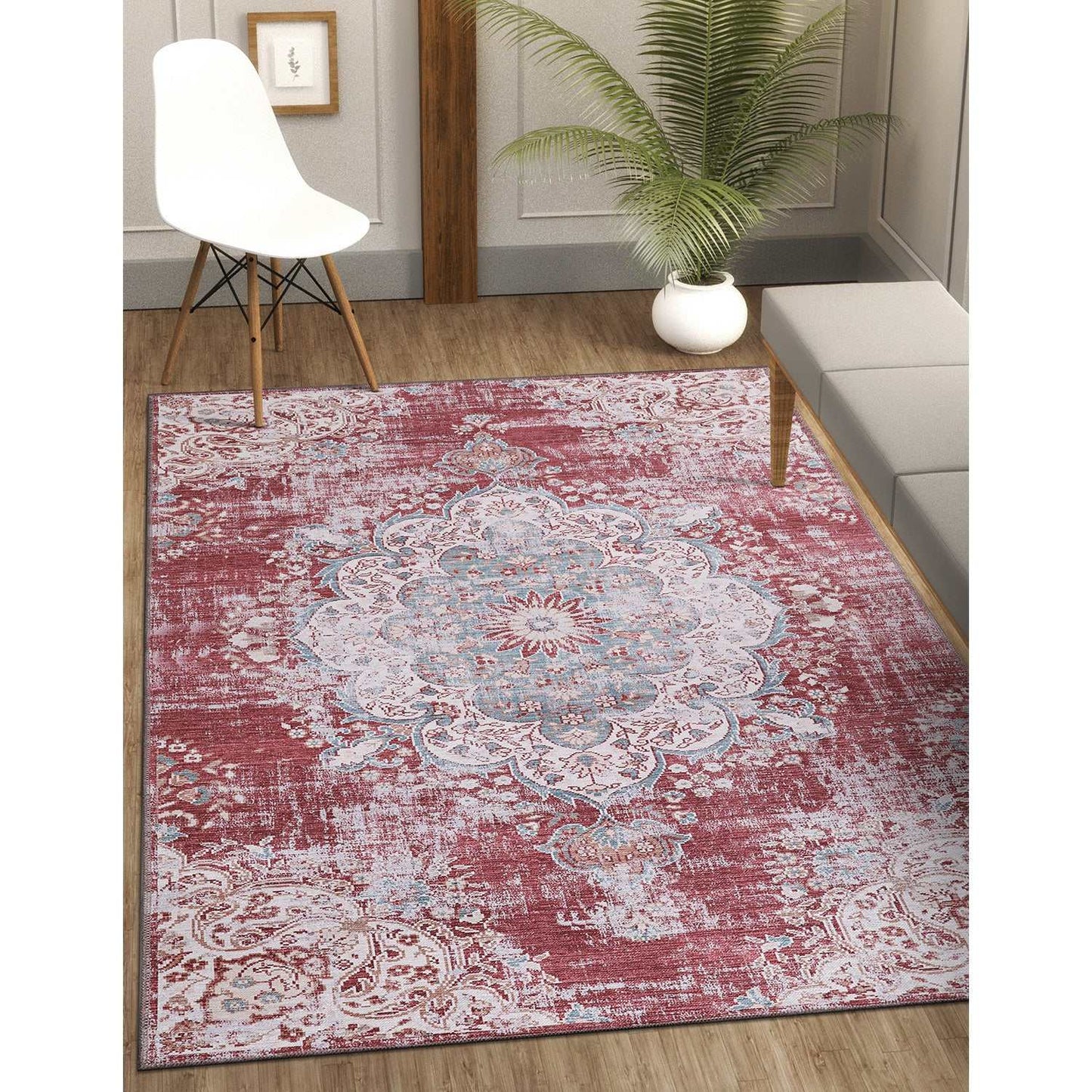 Rain Rust Red Modern Bohemian NonSlip Indoor Area Rugs - Ornate Home