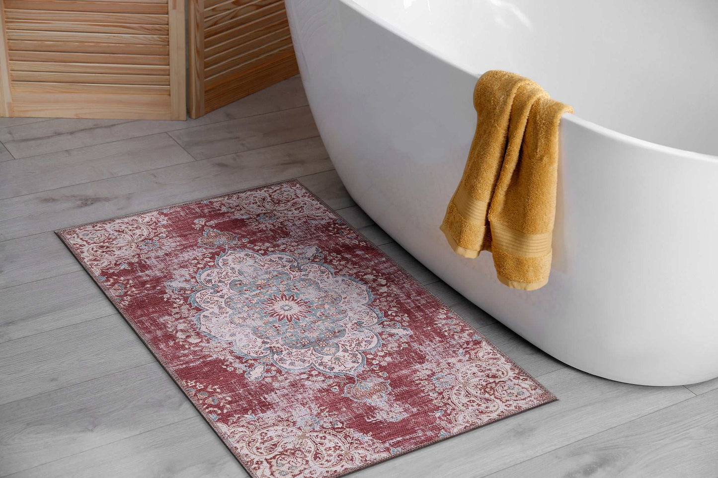 Rain Rust Red Modern Bohemian NonSlip Indoor Area Rugs - Ornate Home