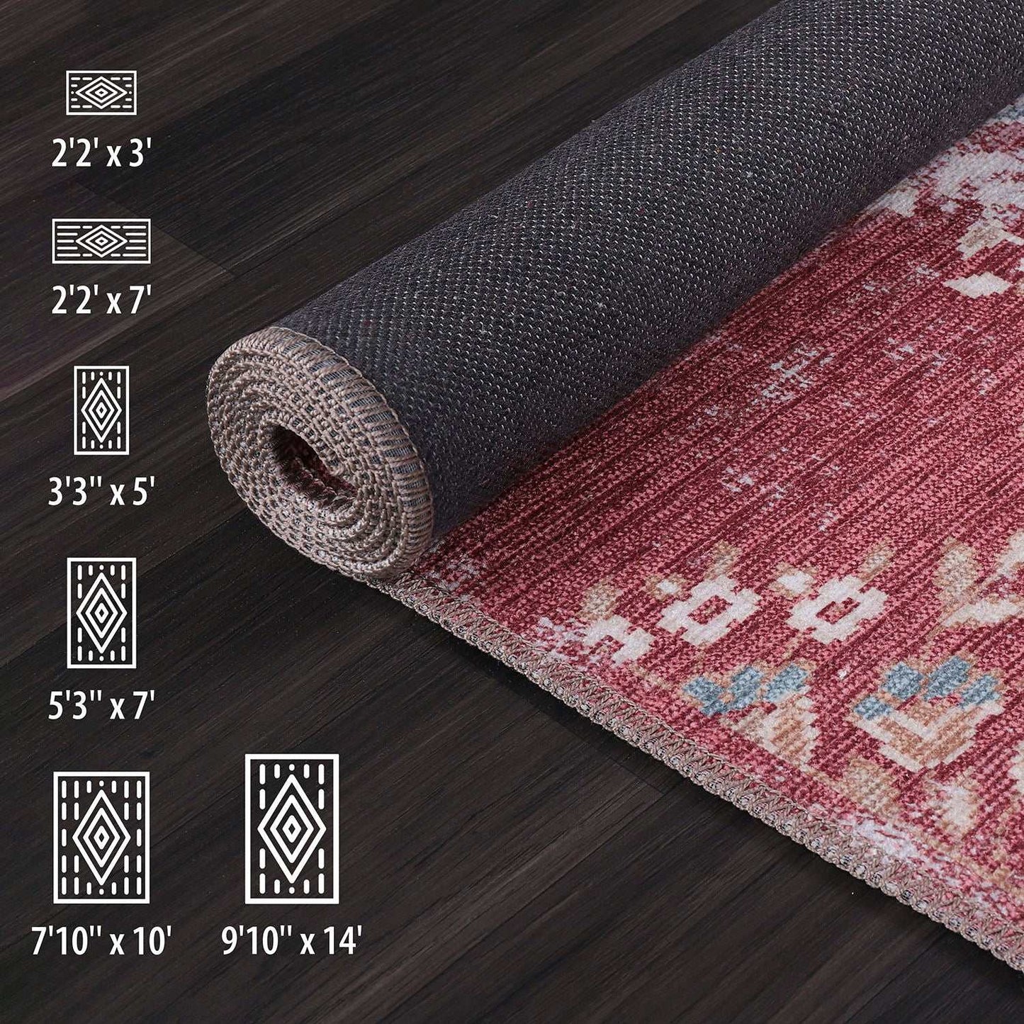 Rain Rust Red Modern Bohemian NonSlip Indoor Area Rugs - Ornate Home