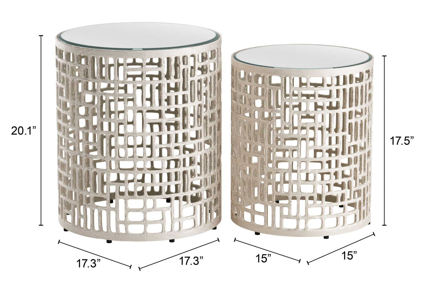 Reden Silver Side Table Set (2-Piece) - Ornate Home