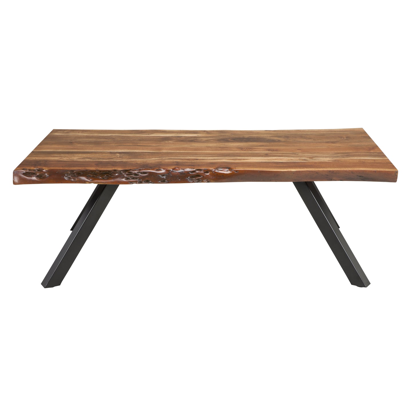 Reese Live Edge Solid Wood Metal Leg Coffee Table in Natural Acacia - Ornate Home