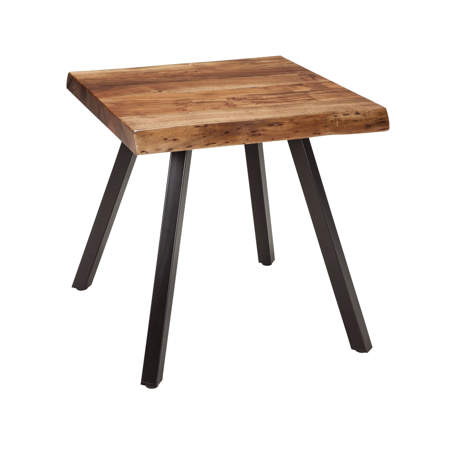 Reese Live Edge Solid Wood Metal Leg End Table in Natural Acacia - Ornate Home