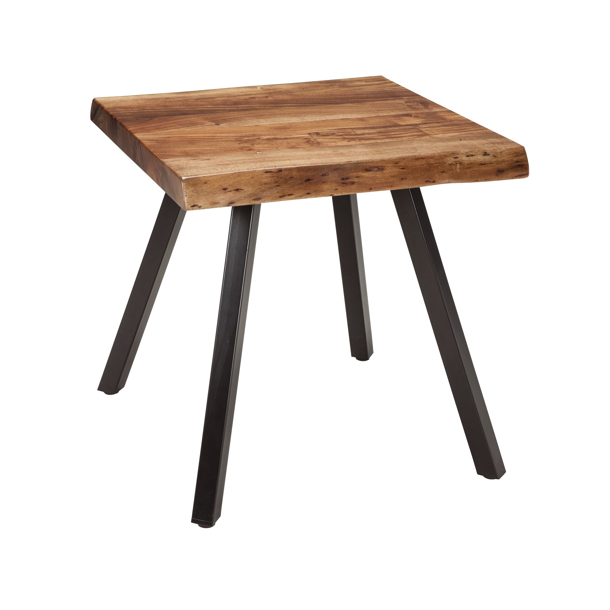 Reese Live Edge Solid Wood Metal Leg End Table in Natural Acacia - Ornate Home
