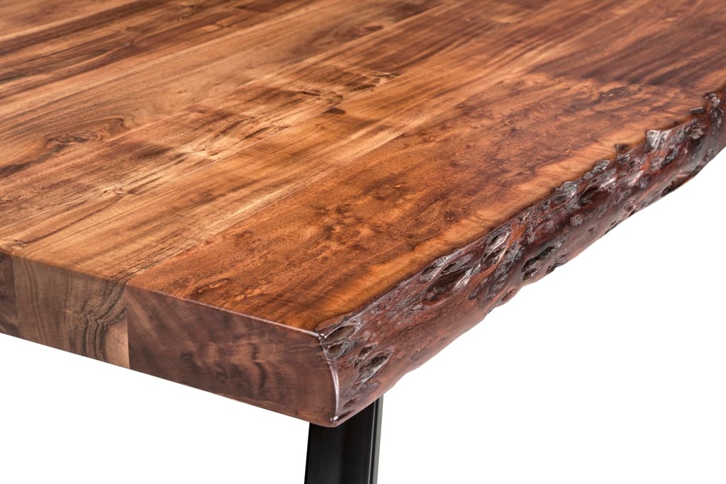 Reese Natural Acacia Live Edge Solid Wood Metal Leg Dining Bench - Ornate Home