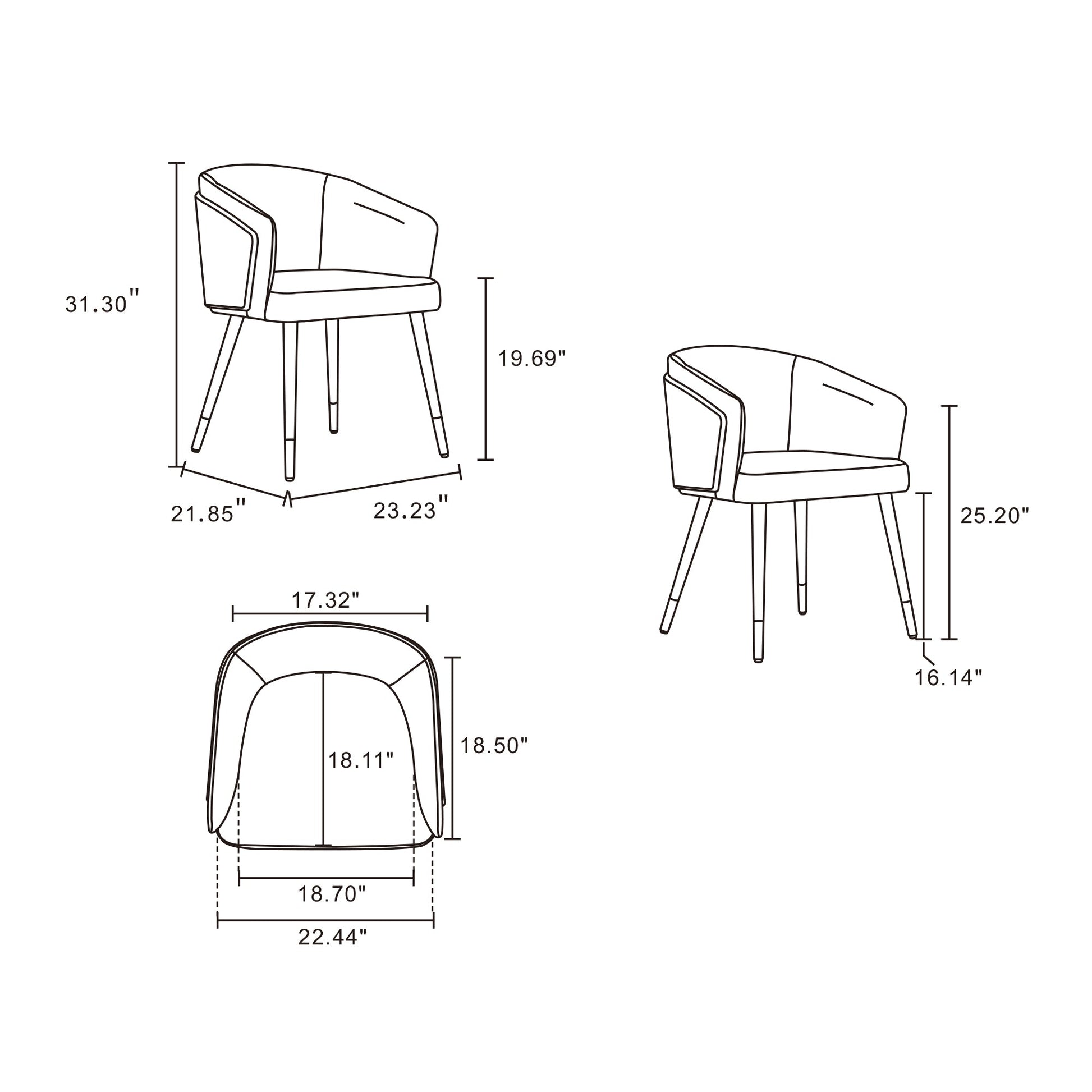 Reeva Dining Chair in Walnut and Camal - Ornate Home