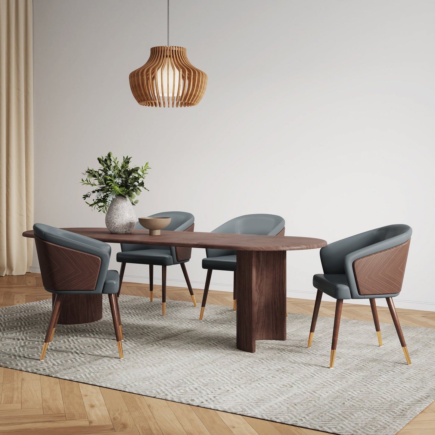 Reeva Dining Chair in Walnut and Graphite Grey - Ornate Home