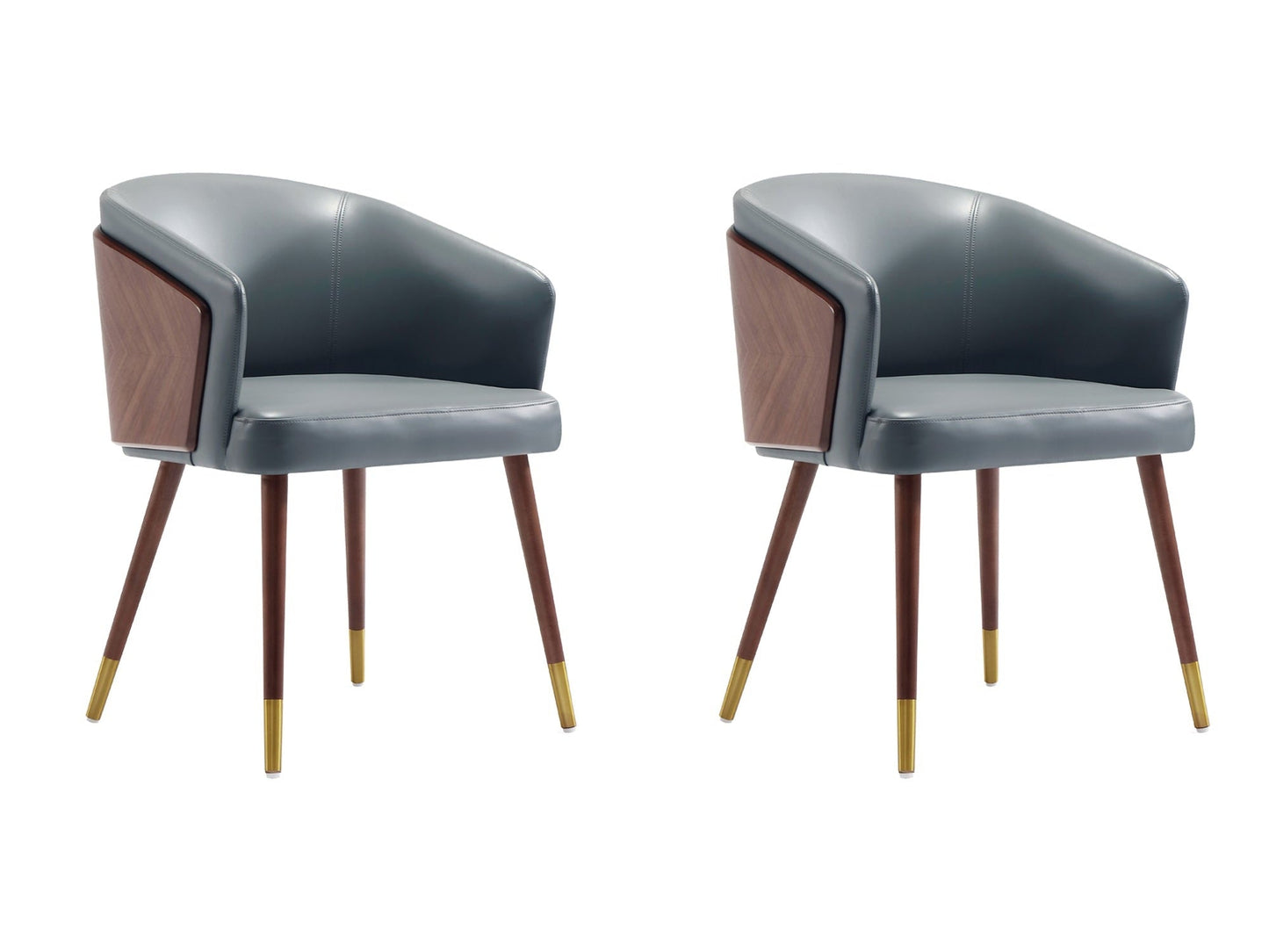 Reeva Dining Chair in Walnut and Graphite Grey (set of 2) - Ornate Home