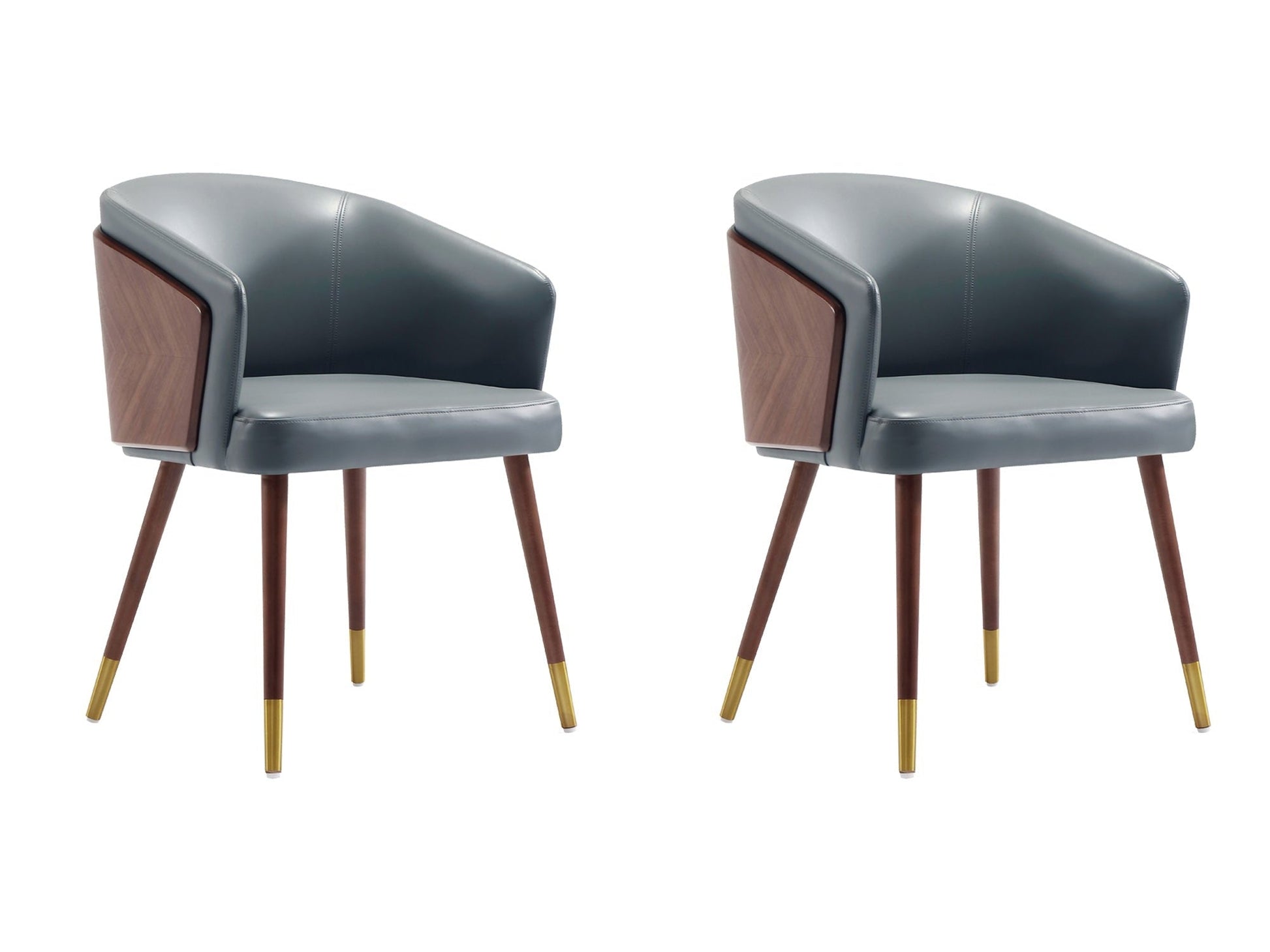 Reeva Dining Chair in Walnut and Graphite Grey (set of 2) - Ornate Home