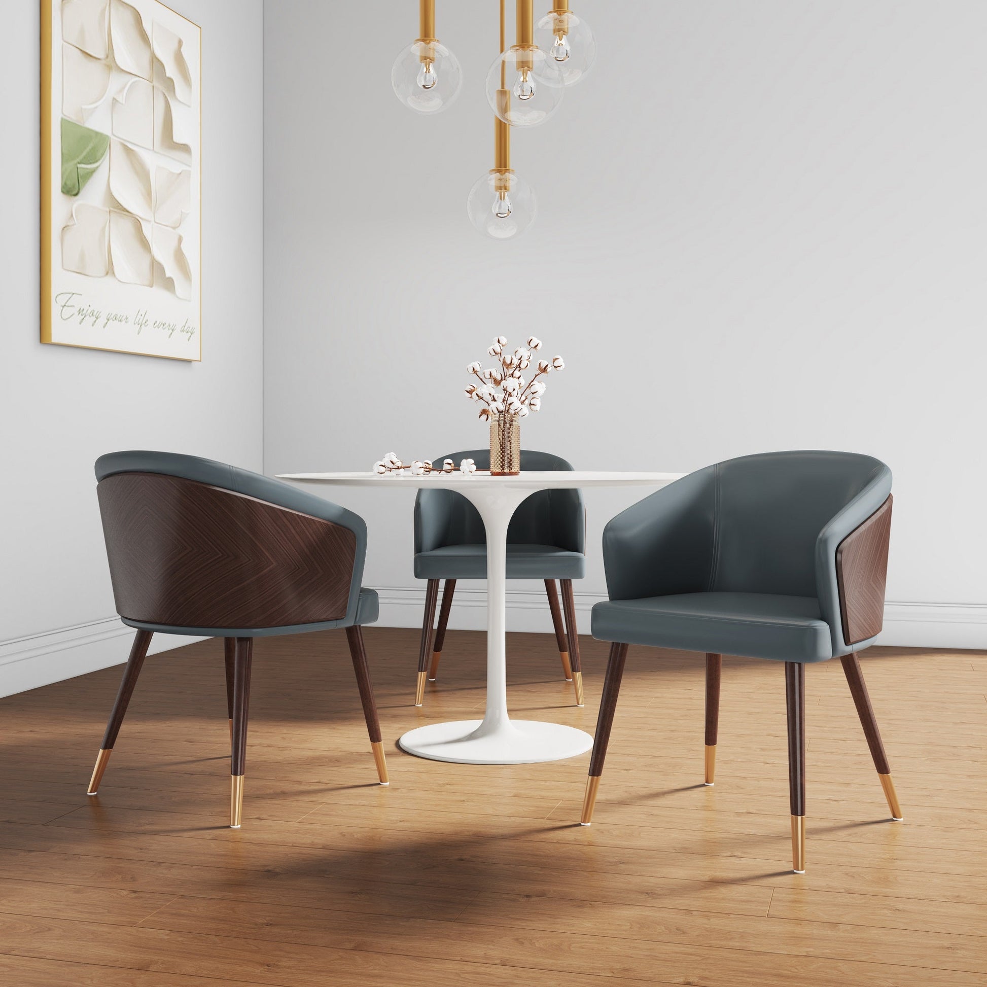 Reeva Dining Chair in Walnut and Graphite Grey (set of 2) - Ornate Home