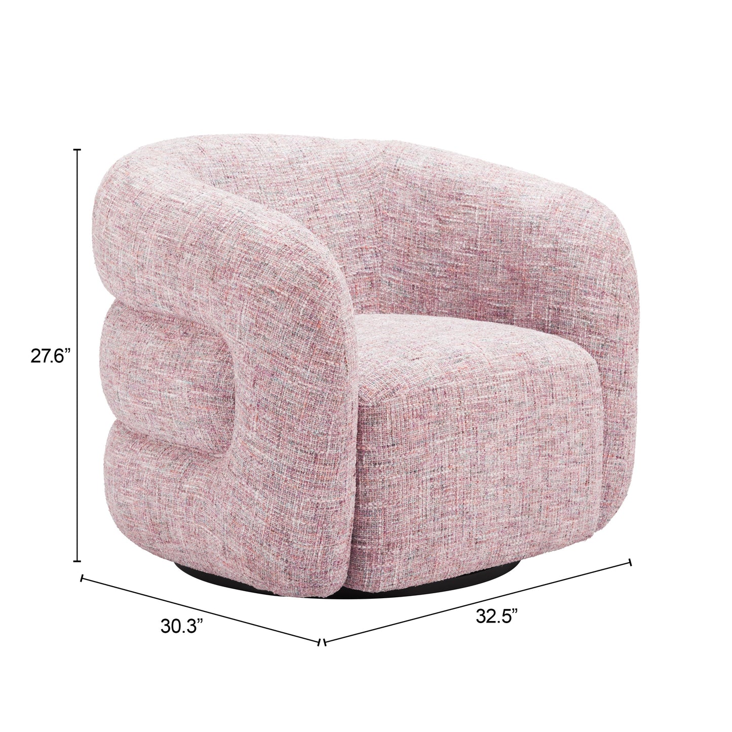 Refine Pink Tweed Swivel Chair - Ornate Home