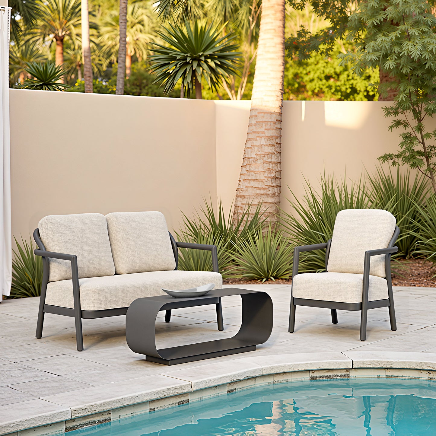 Rein Beige Outdoor Accent Chair - Ornate Home