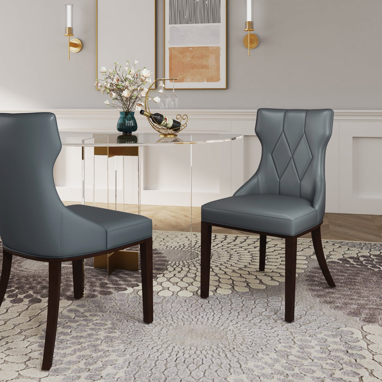 Reine Faux Leather Dining Chair in Pebble Grey (set of 4) - Ornate Home