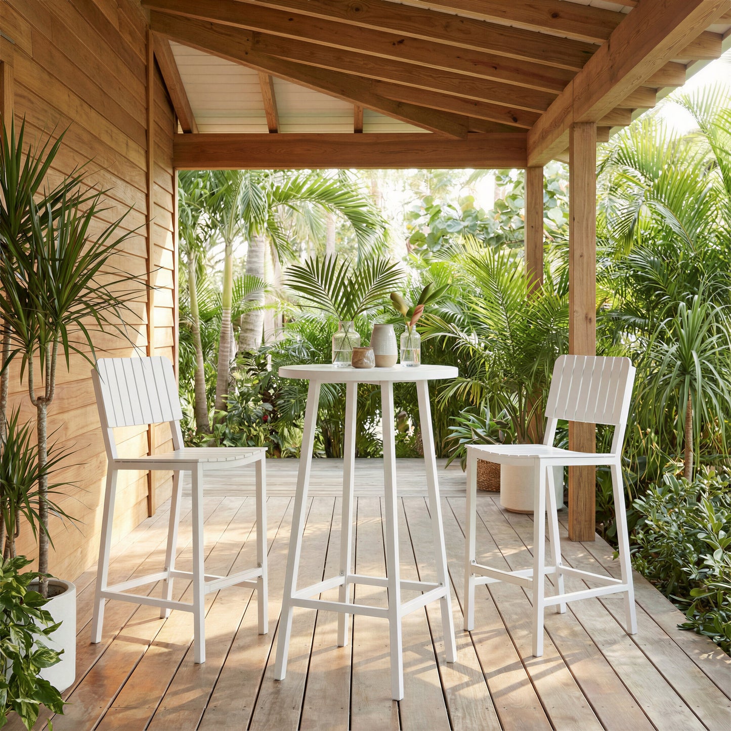 Ren White Outdoor Bar Table - Ornate Home