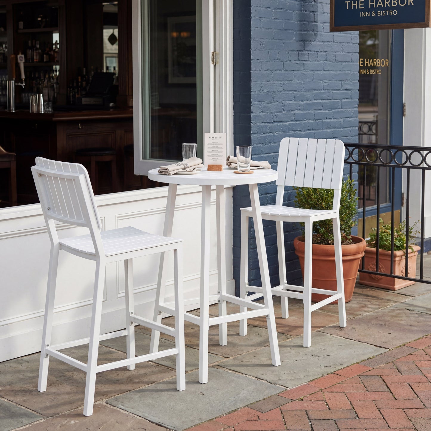Ren White Outdoor Bar Table - Ornate Home