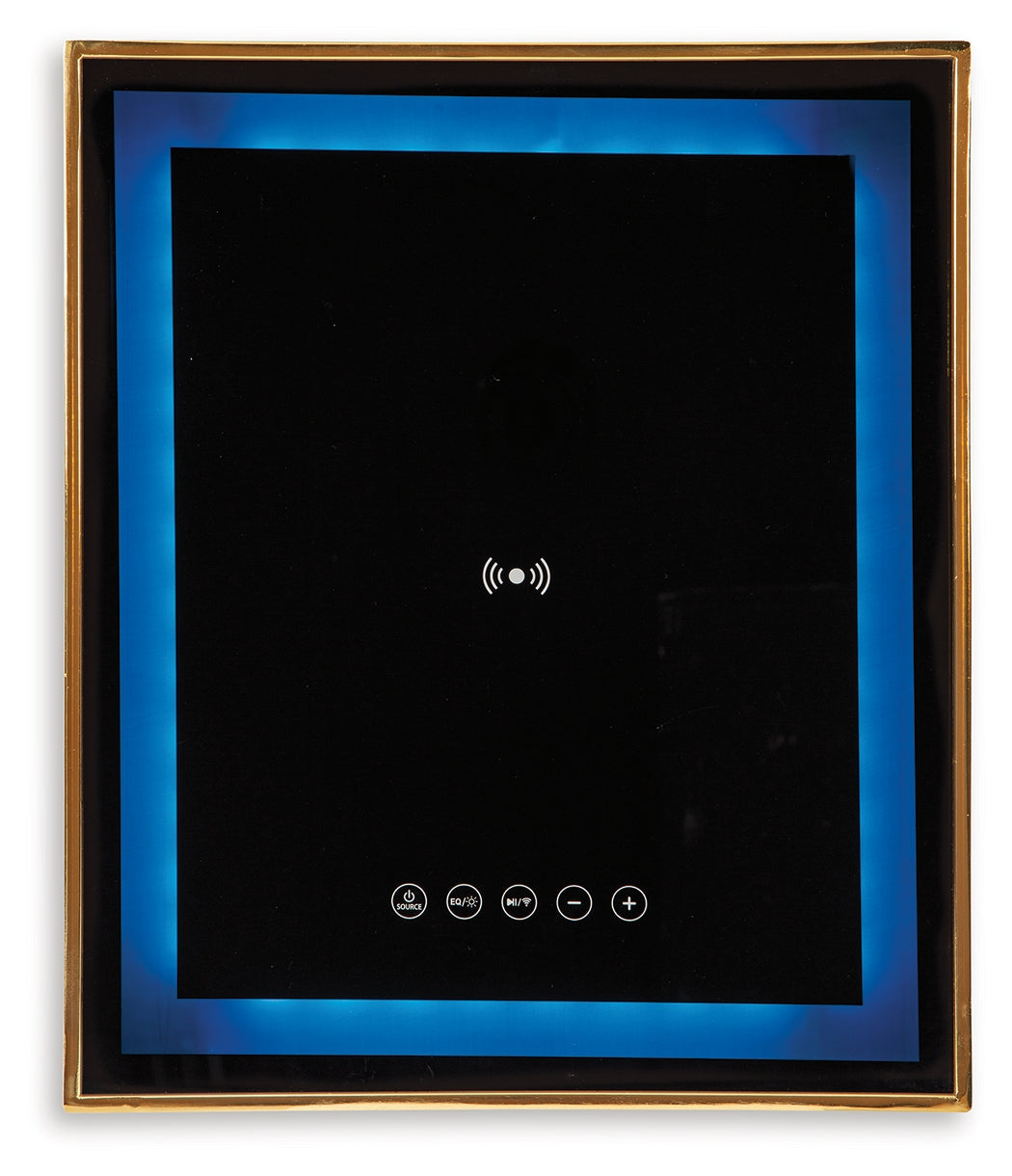 Rexwell Black/Gold Finish Accent Table with Speaker- Viva Furn