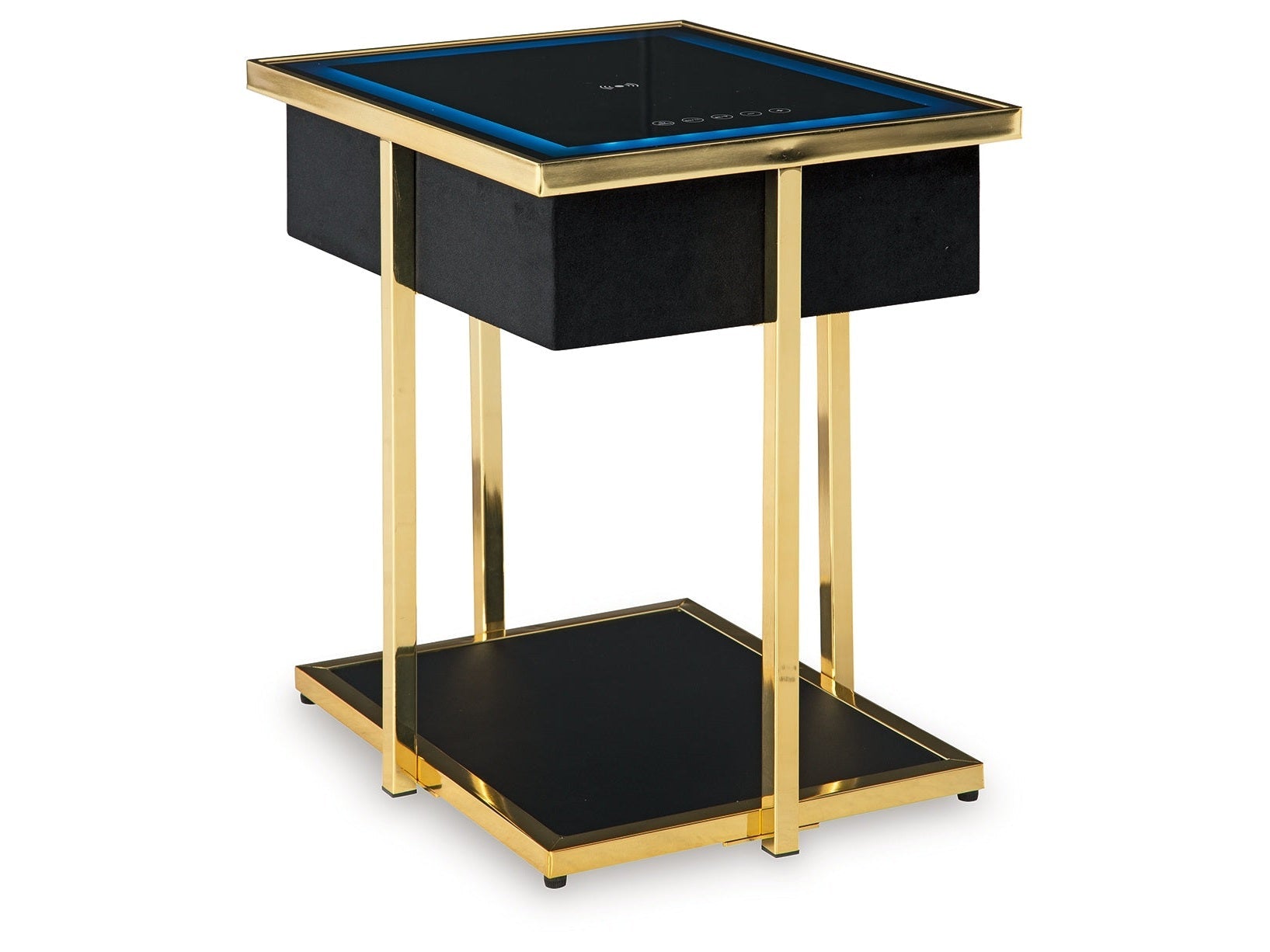 Rexwell Black/Gold Finish Accent Table with Speaker- Viva Furn