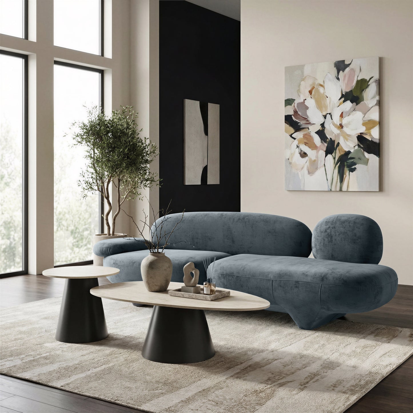 Reyes Natural & Black Coffee Table Set (2-Piece) - Ornate Home