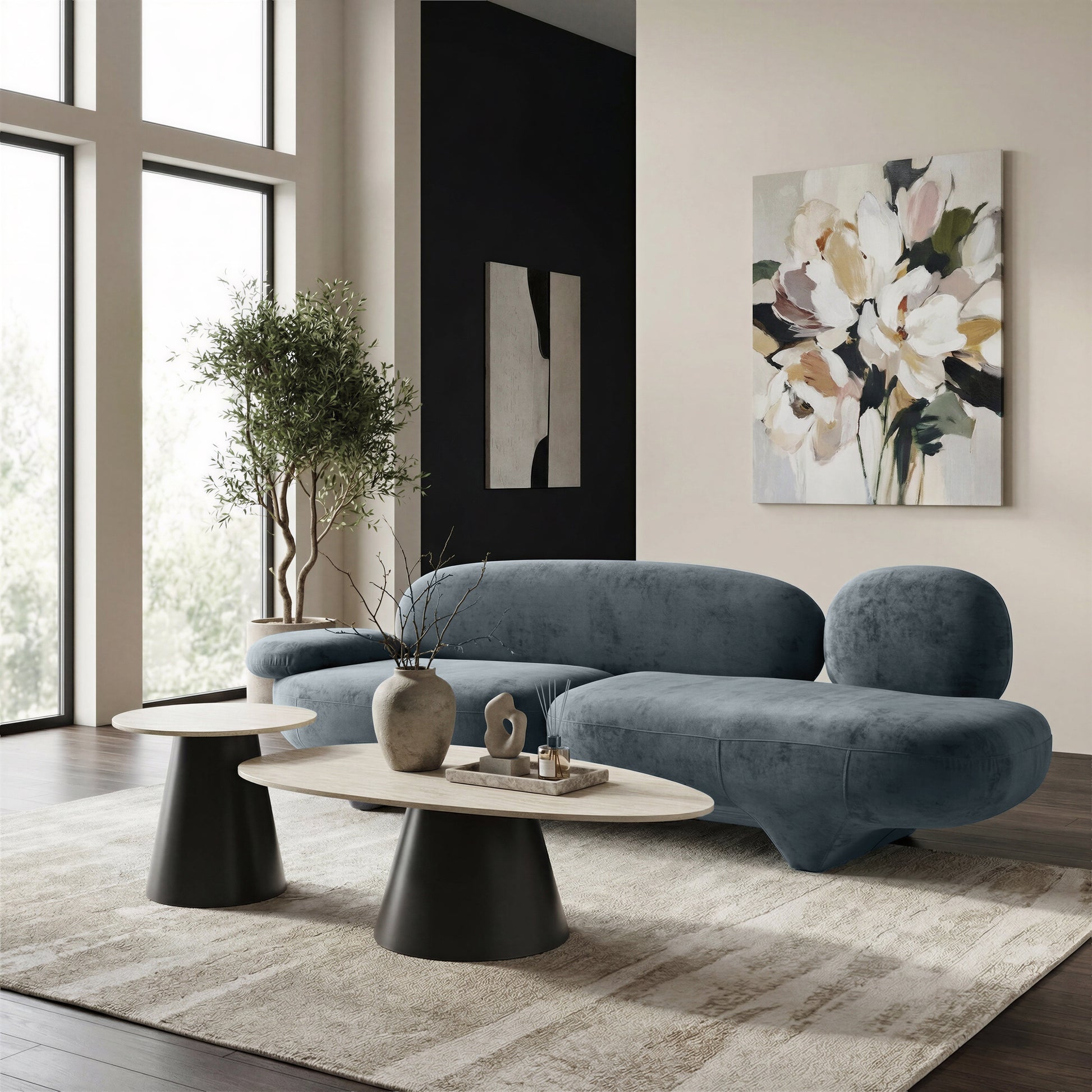 Reyes Natural & Black Coffee Table Set (2-Piece) - Ornate Home