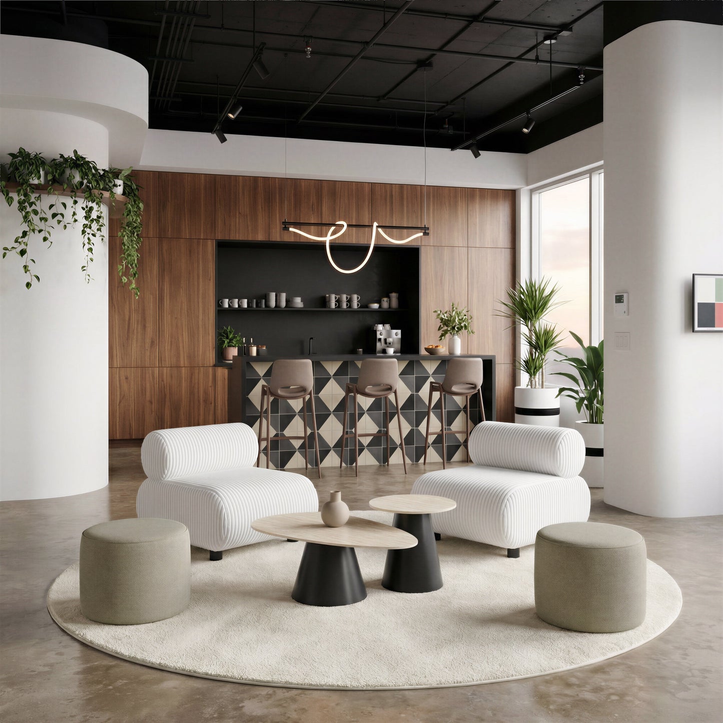 Reyes Natural & Black Coffee Table Set (2-Piece) - Ornate Home