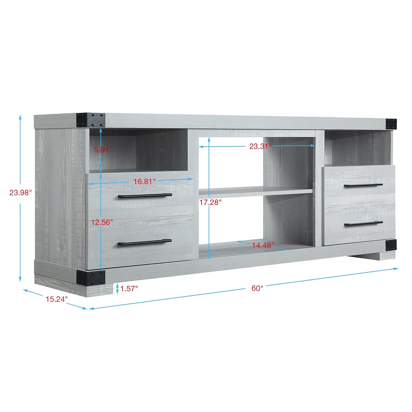 Richmond 60" TV Stand in Grey - Ornate Home