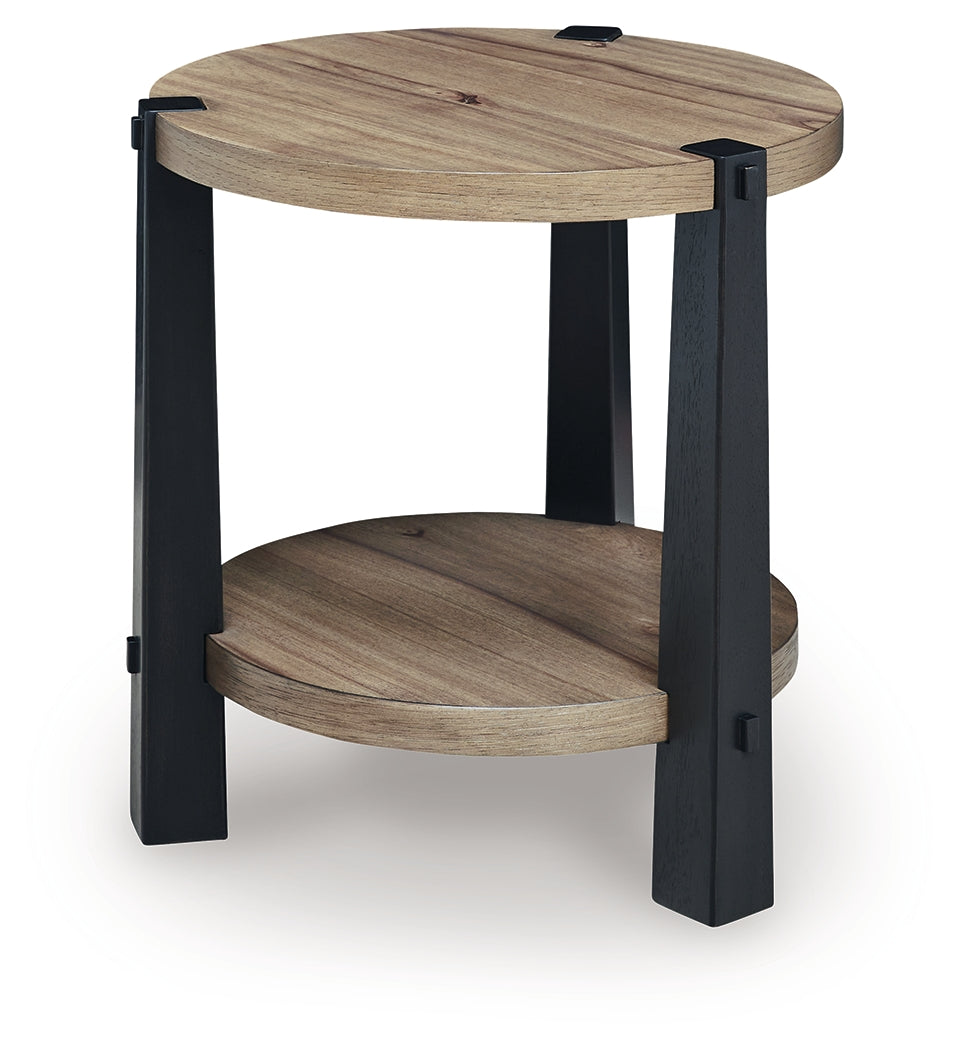 Ridgester Light Brown/Black End Table- Viva Furn