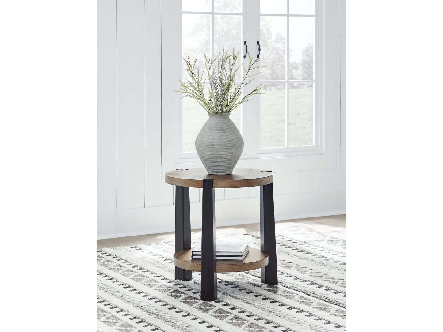 Ridgester Light Brown/Black End Table- Viva Furn