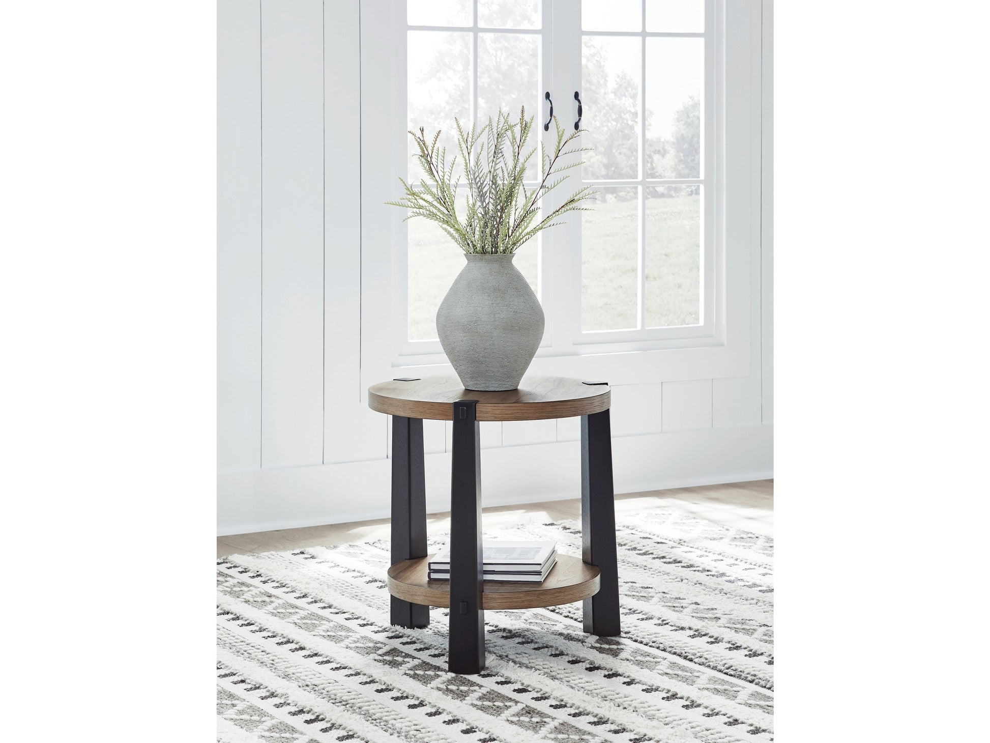 Ridgester Light Brown/Black End Table- Viva Furn