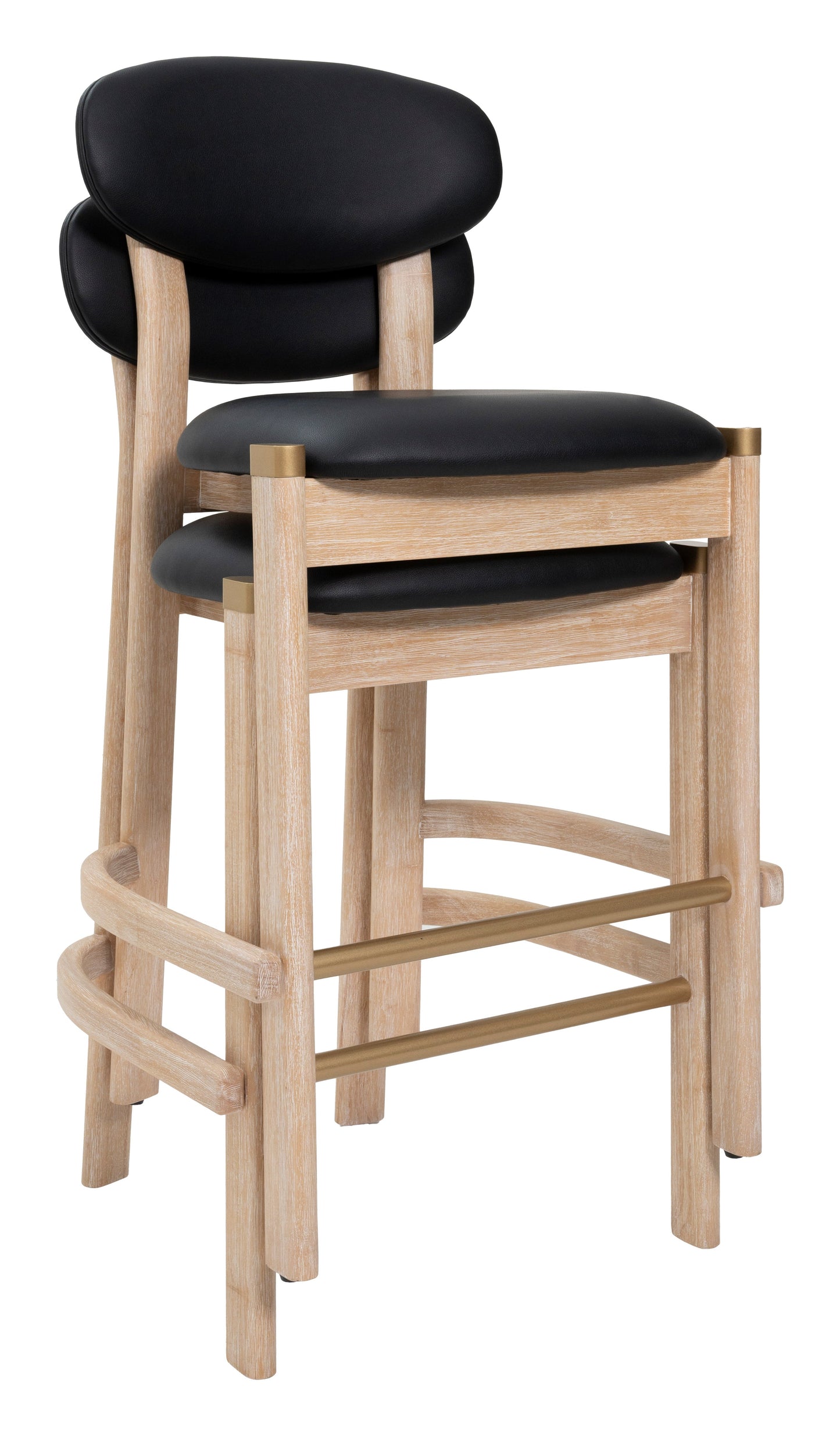Rilou Black & Natural Barstool (Set of 2) - Ornate Home