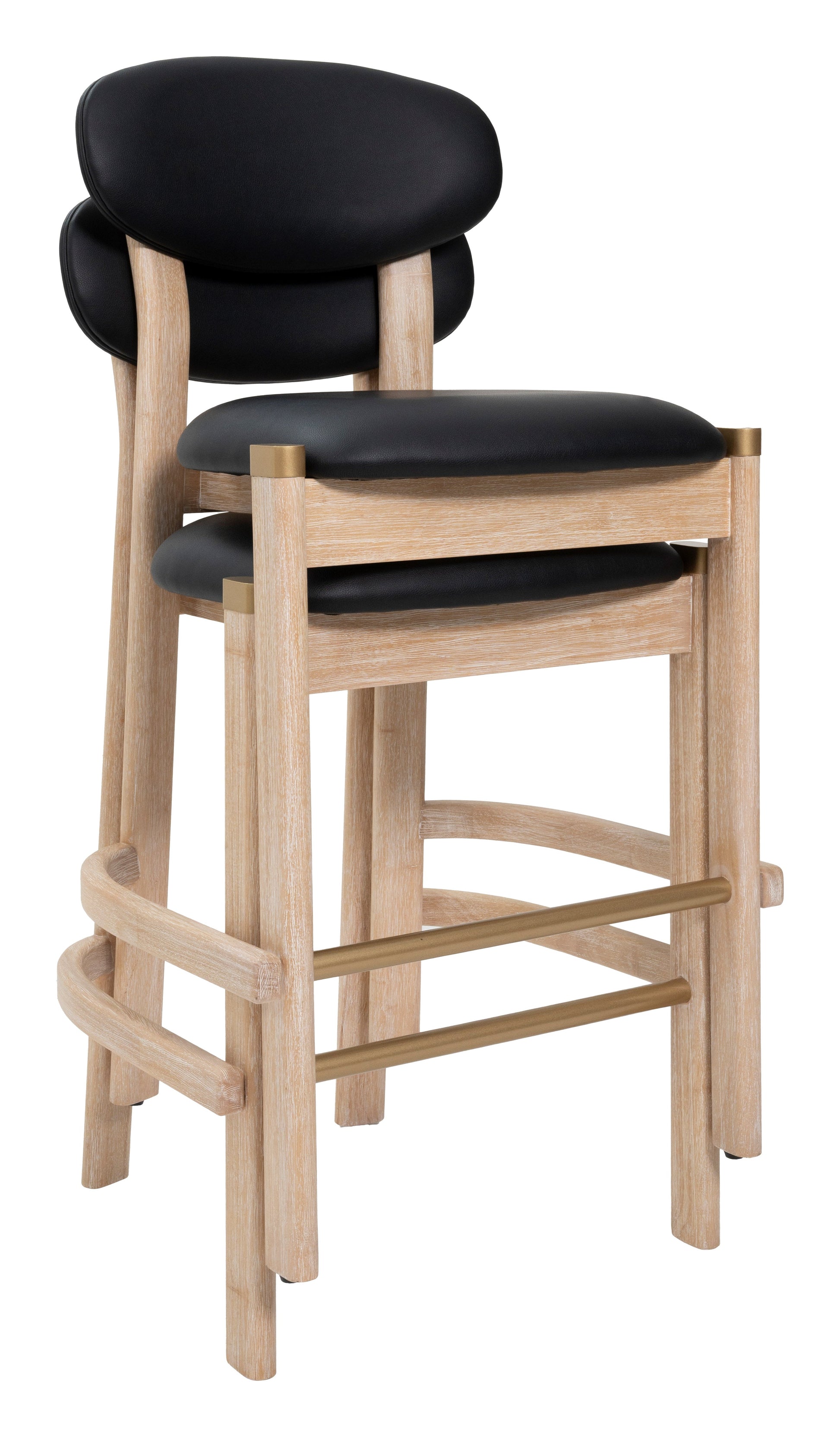 Rilou Black & Natural Barstool (Set of 2) - Ornate Home