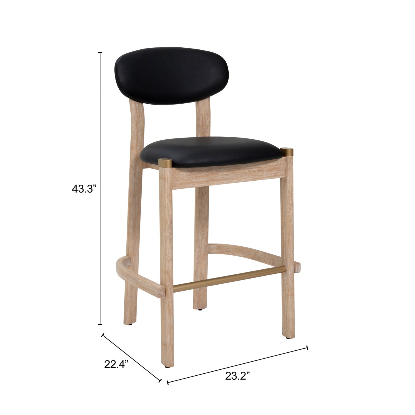 Rilou Black & Natural Barstool (Set of 2) - Ornate Home