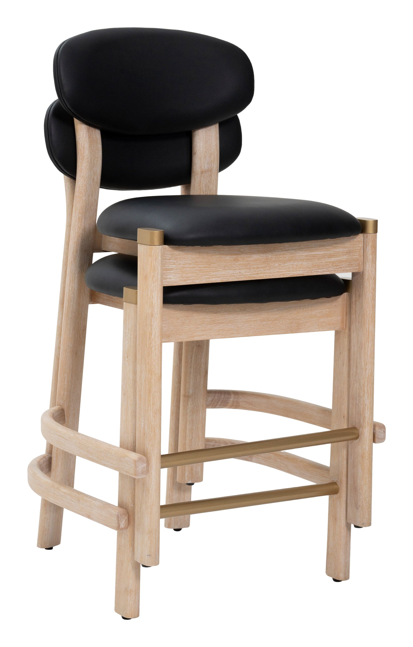 Rilou Black & Natural Counter Stool (Set of 2) - Ornate Home